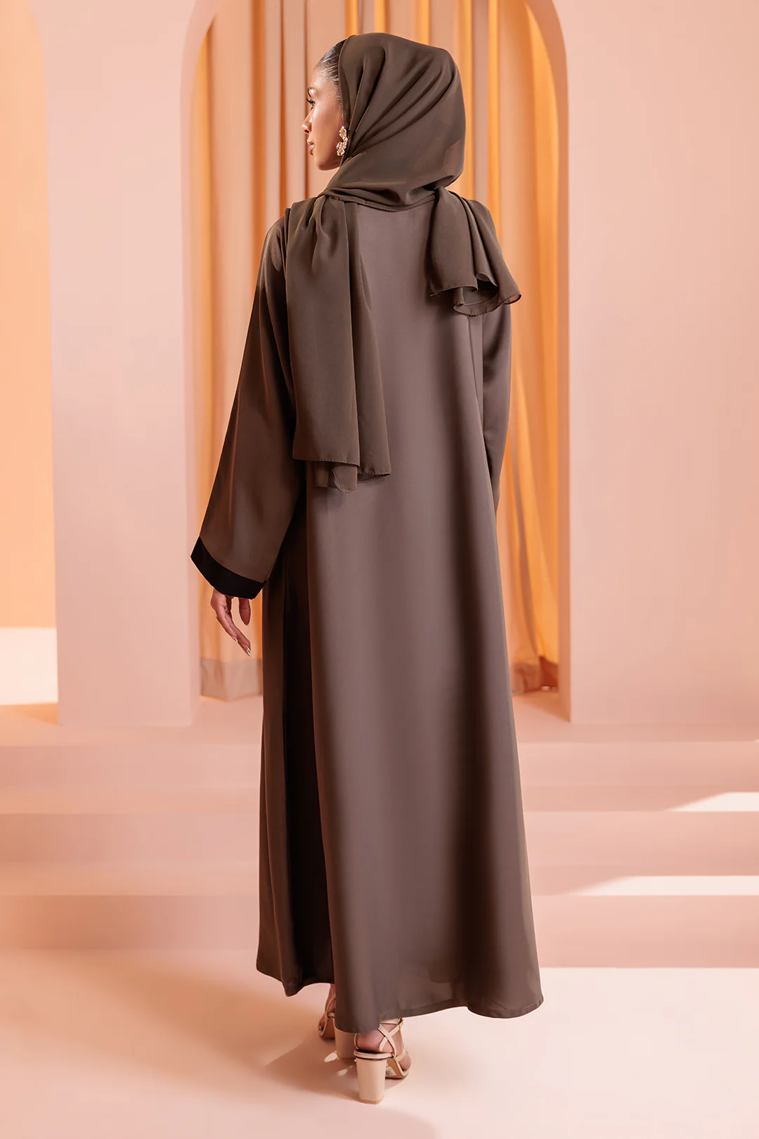 Double Upper Abaya with Contrast Inner - 5005 - Image 19