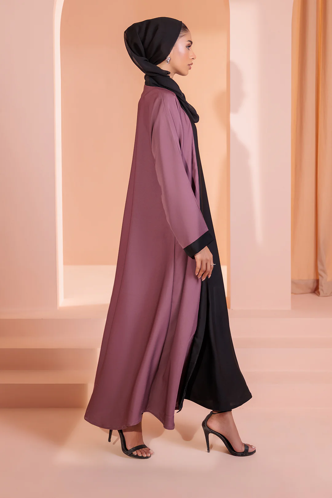 Double Upper Abaya with Contrast Inner - 5006 - Image 11