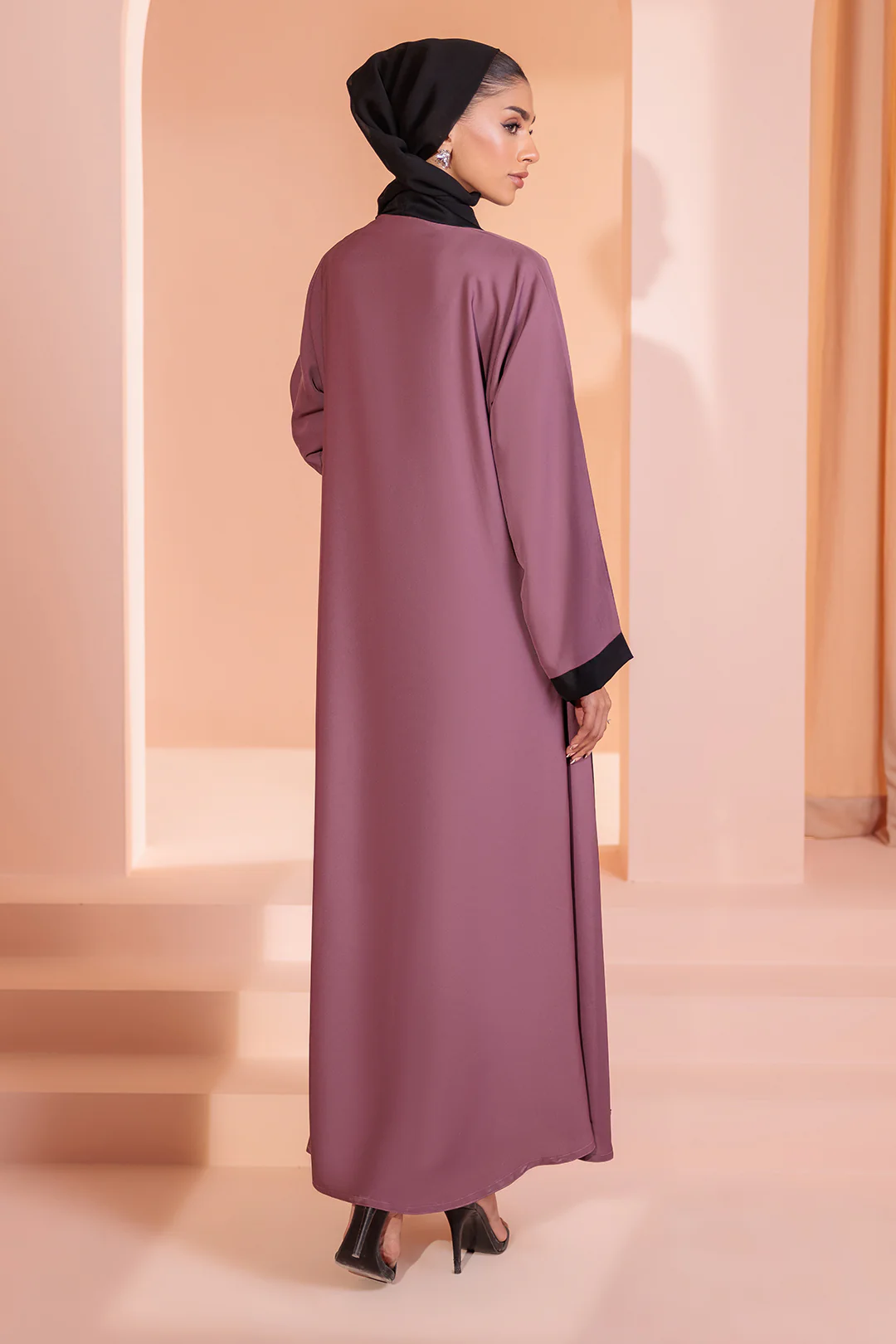 Double Upper Abaya with Contrast Inner - 5006 - Image 12