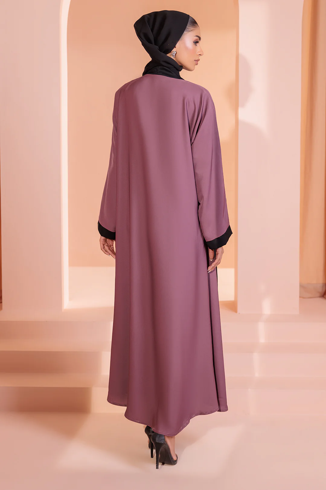 Double Upper Abaya with Contrast Inner - 5006 - Image 13