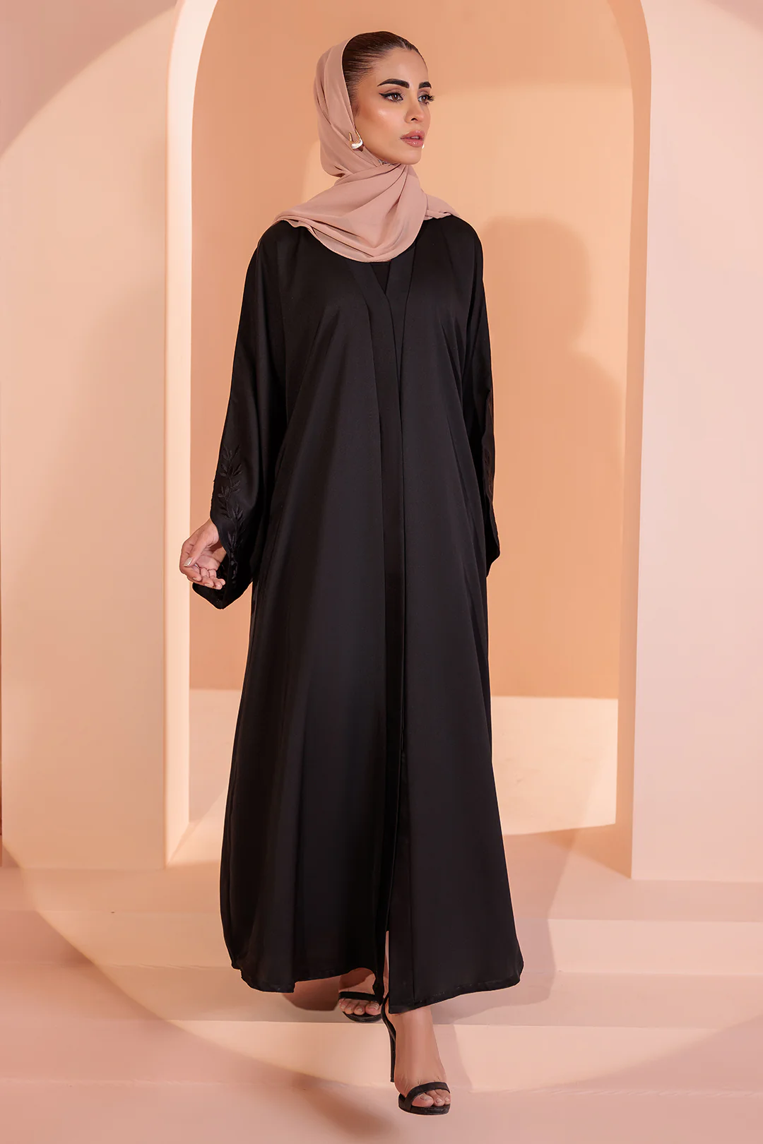 Embroidered Button Through Abaya - 5007 - Image 3