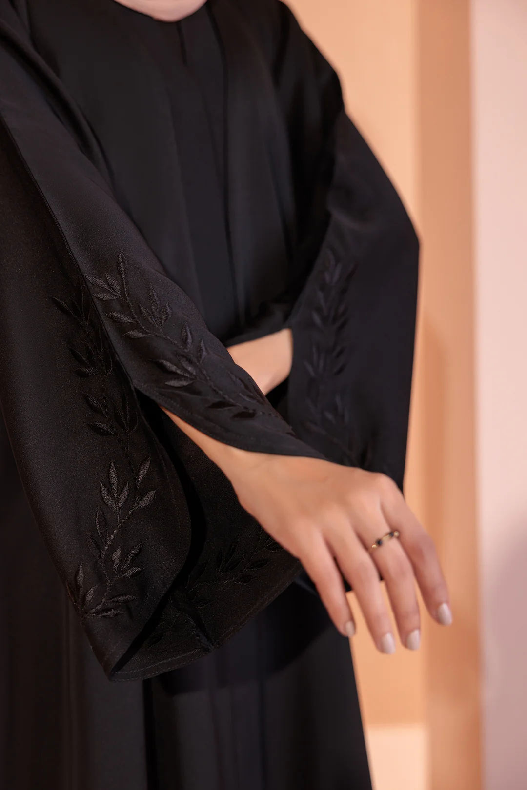 Embroidered Button Through Abaya - 5007 - Image 9
