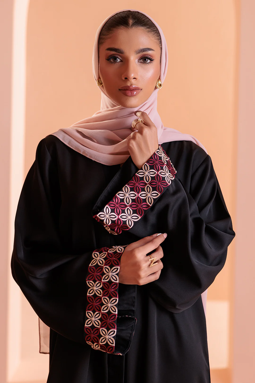 Embroidered Button Through Abaya - 5010 - Image 4