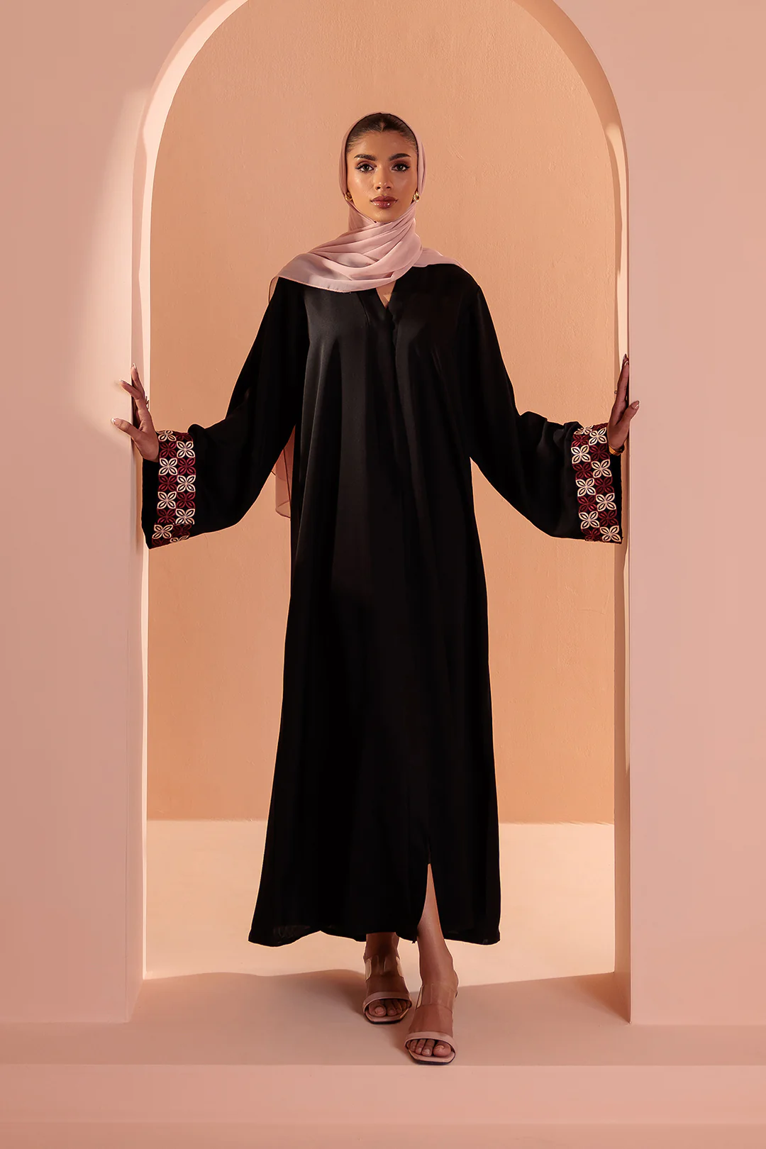 Embroidered Button Through Abaya - 5010 - Image 7