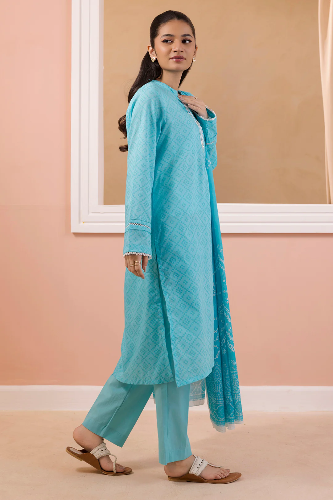 Embroidered Kurta Dupatta Trouser - 1528 - Image 3