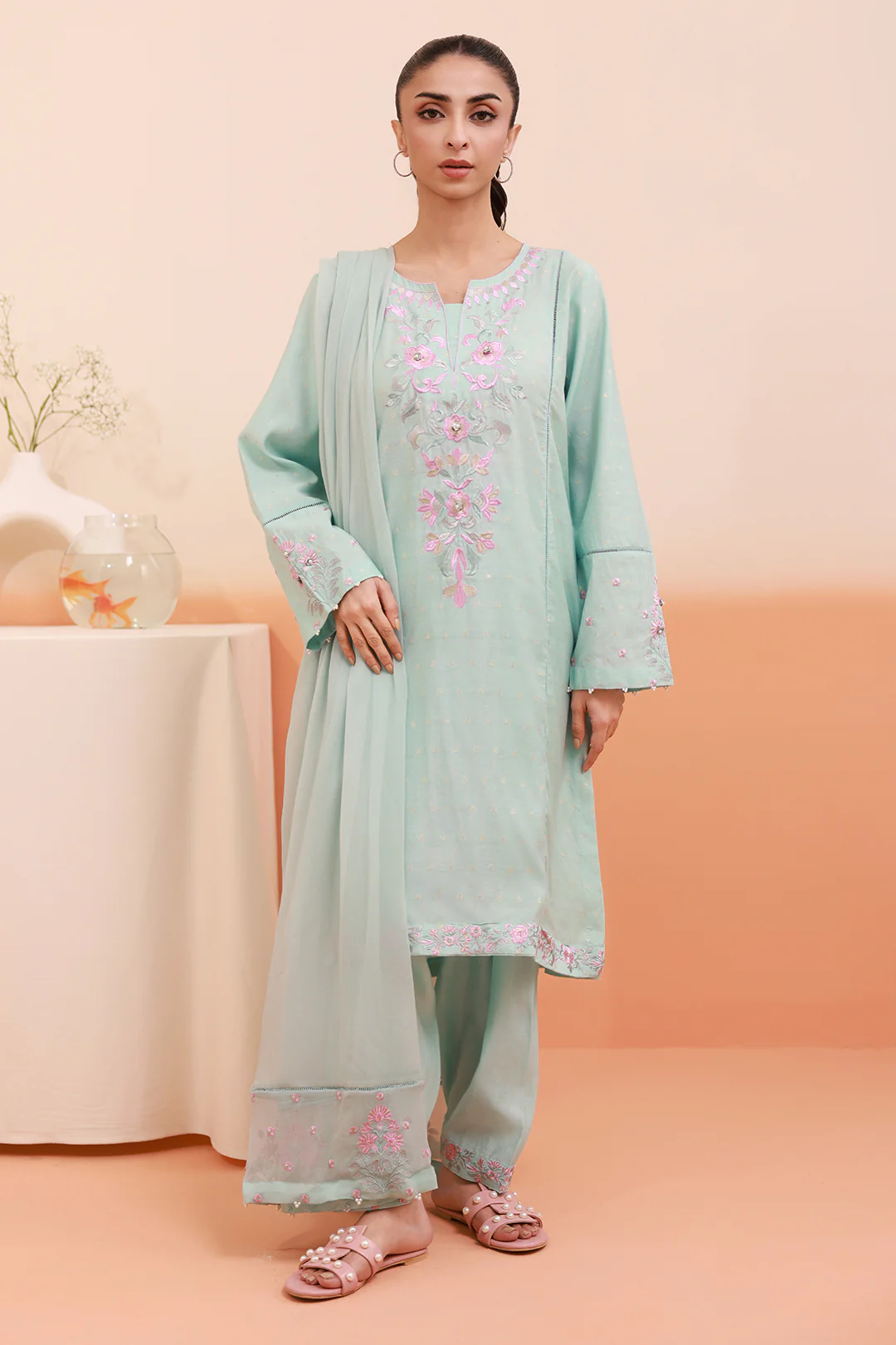 Embroidered Kurta Dupatta Trouser - 1989 - Image 3