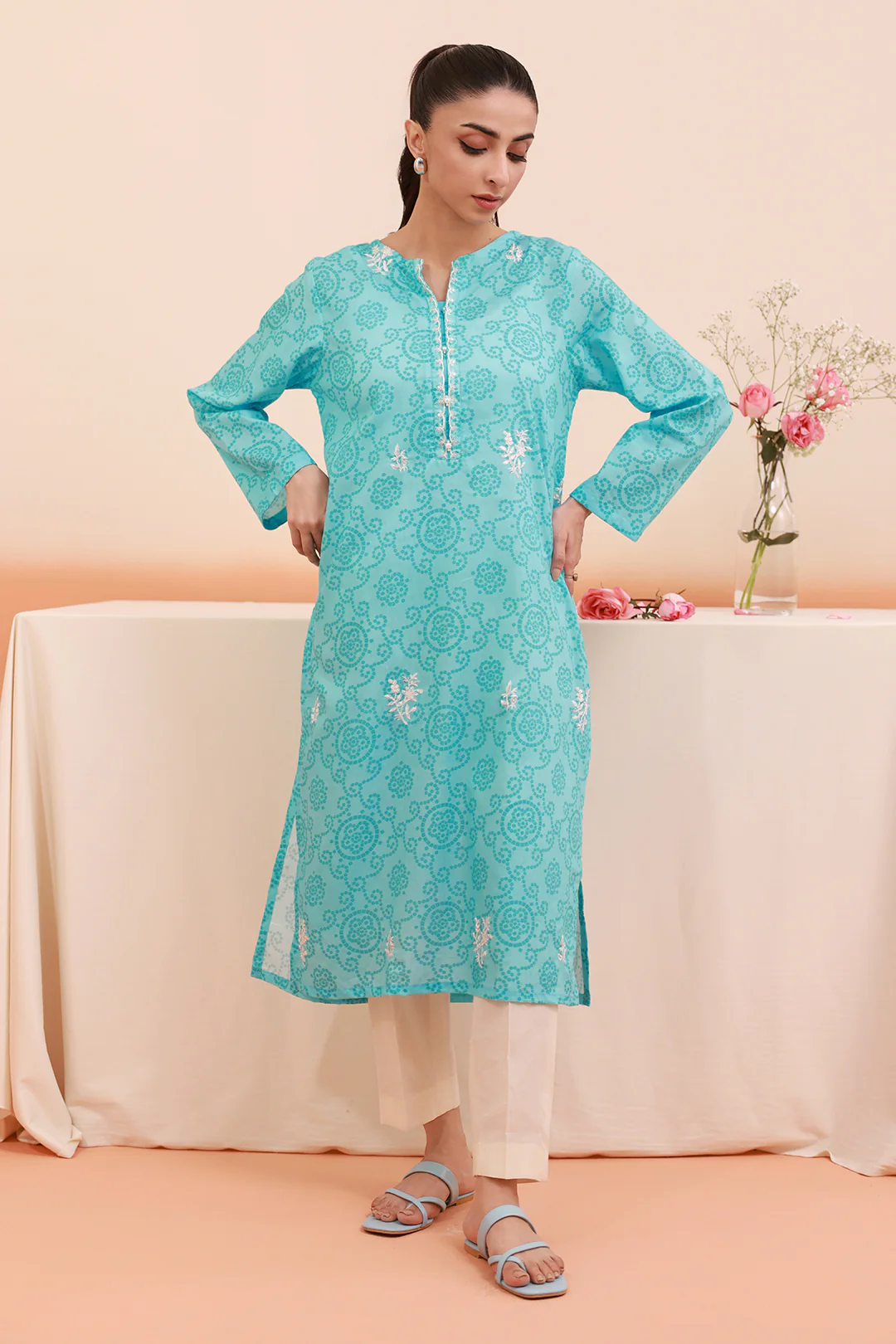Embroidered Kurta - 2038 - Image 3
