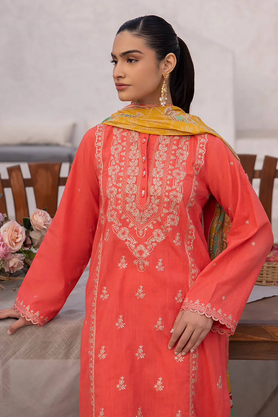 Embroidered Shirt Shalwar Dupatta - 1128 - Image 3