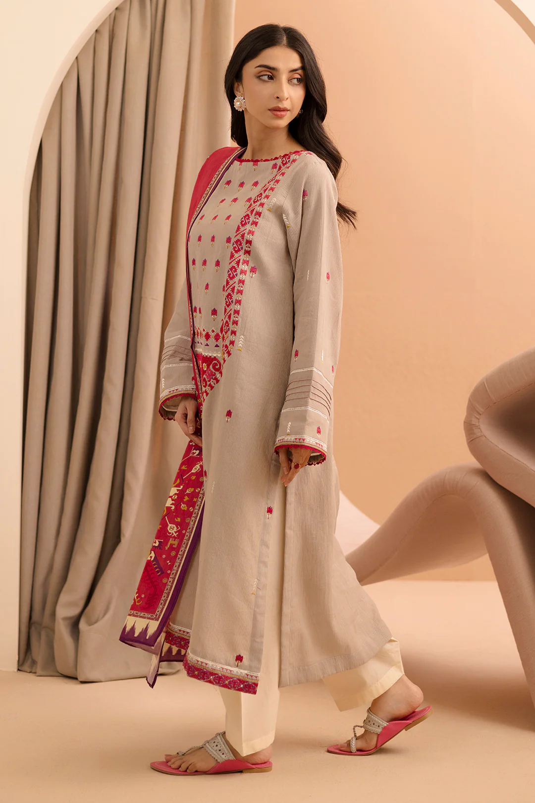Embroidered Shirt Shalwar Dupatta - 0062 - Image 8