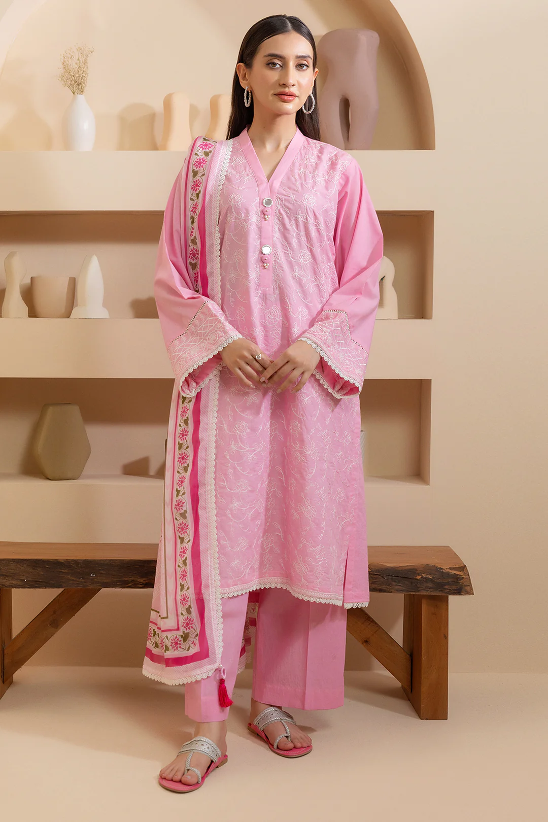 Embroidered Shirt Shalwar Dupatta - 0067 - Image 3