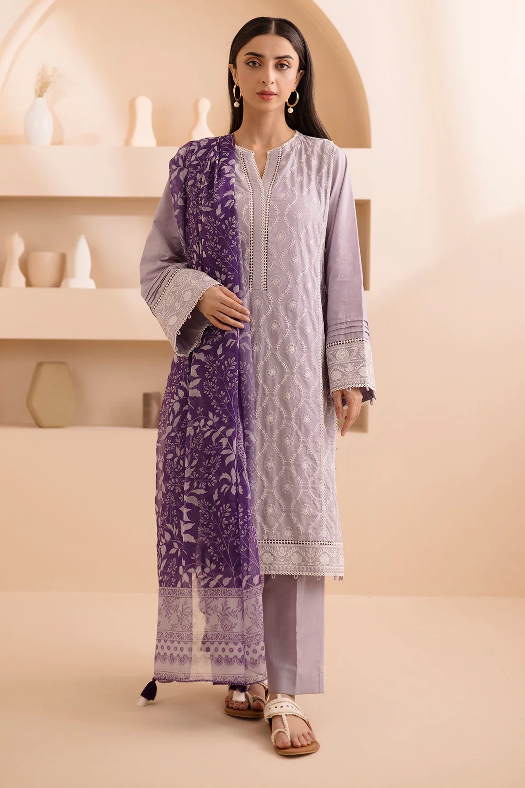 Embroidered Shirt Shalwar Dupatta - 0069 - Image 4