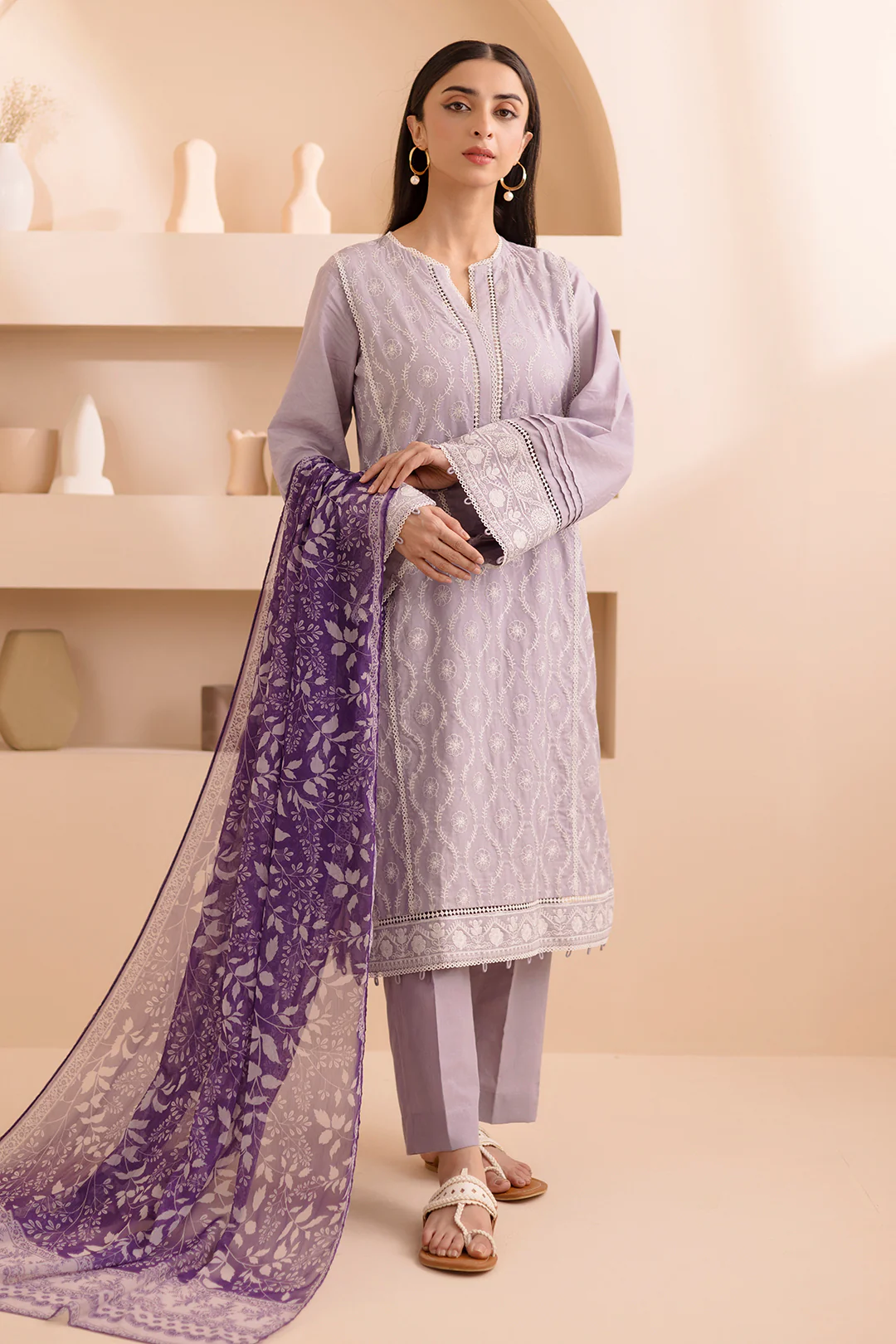 Embroidered Shirt Shalwar Dupatta - 0069 - Image 5