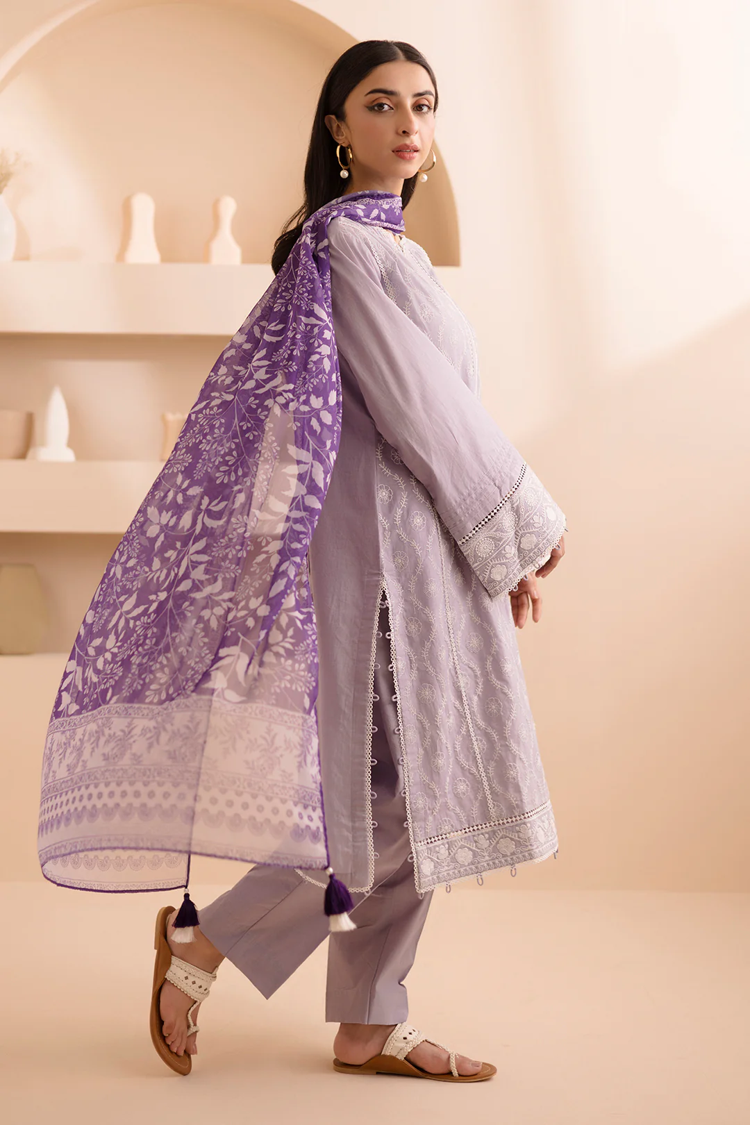 Embroidered Shirt Shalwar Dupatta - 0069 - Image 7