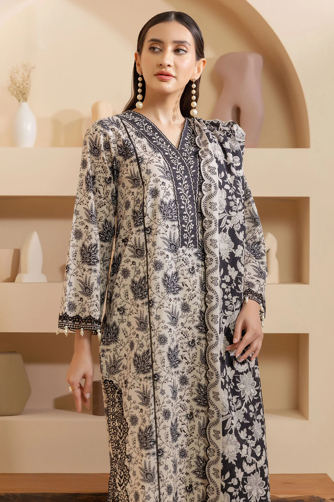 Embroidered Shirt Shalwar Dupatta - 0135 - Image 4