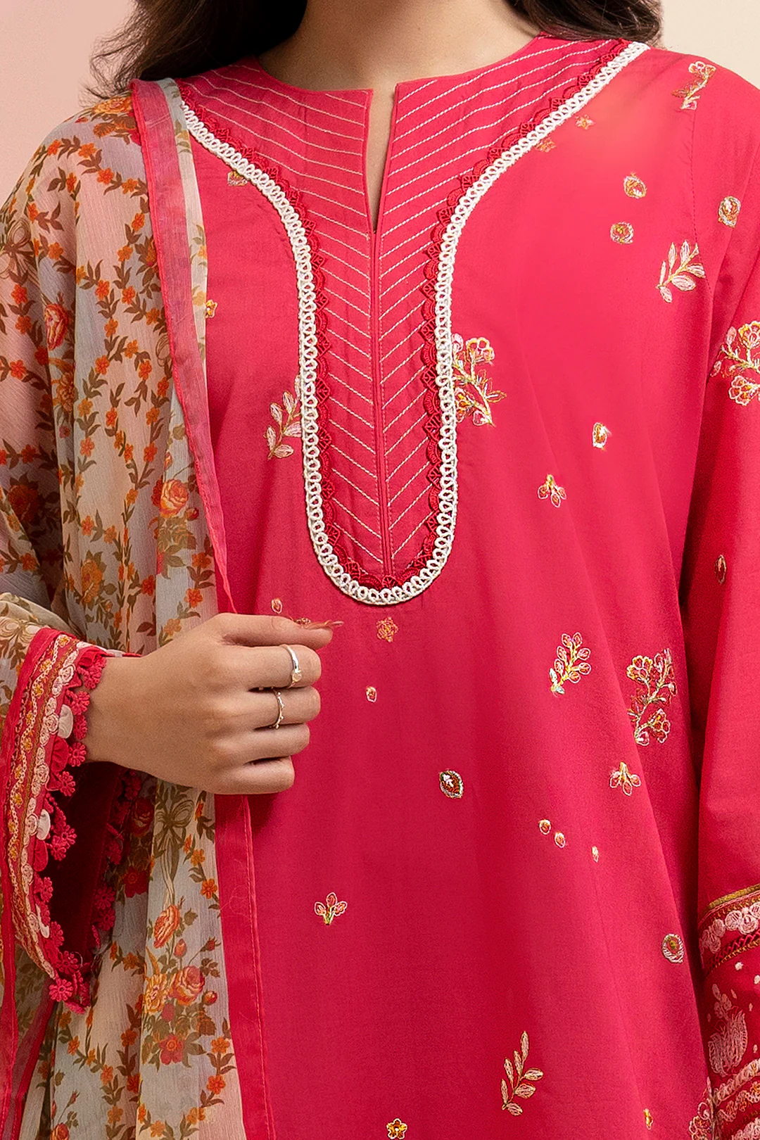 Embroidered Shirt Shalwar Dupatta - 0218 - Image 3