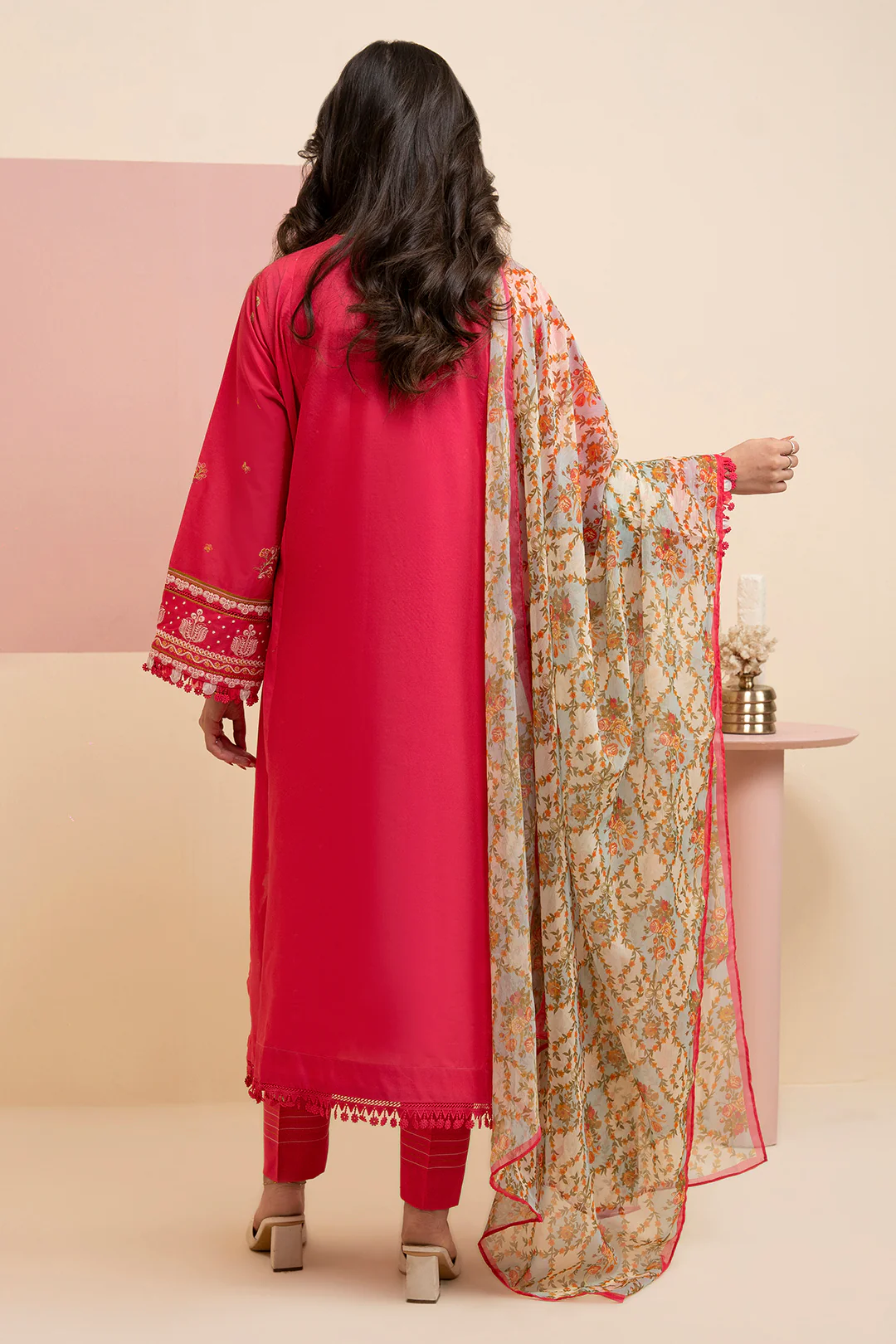 Embroidered Shirt Shalwar Dupatta - 0218 - Image 4