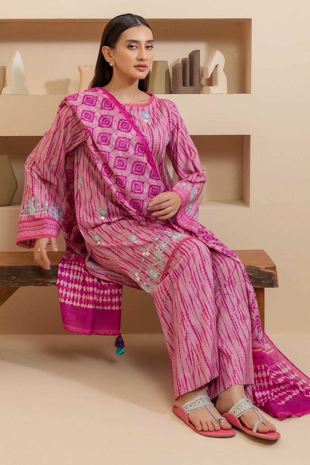 Embroidered Shirt Shalwar Dupatta - 0273 - Image 2