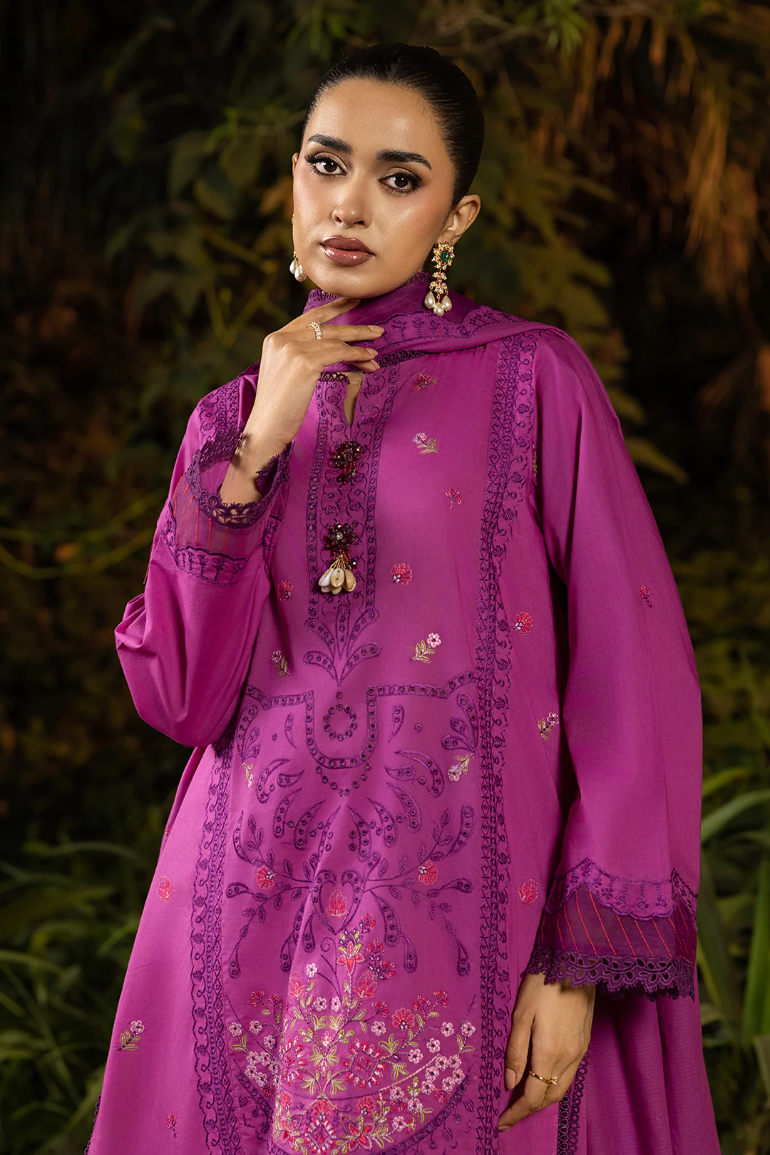 Embroidered Shirt Shalwar Dupatta - 0507 - Image 3