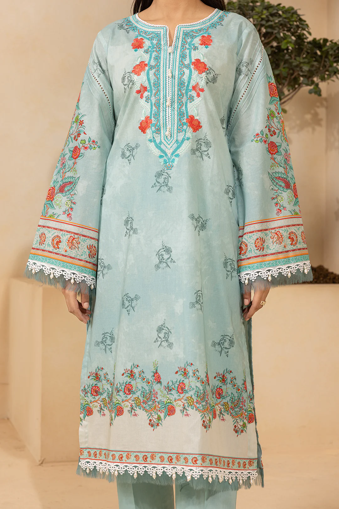 Embroidered Shirt Shalwar Dupatta - 0641 - Image 7