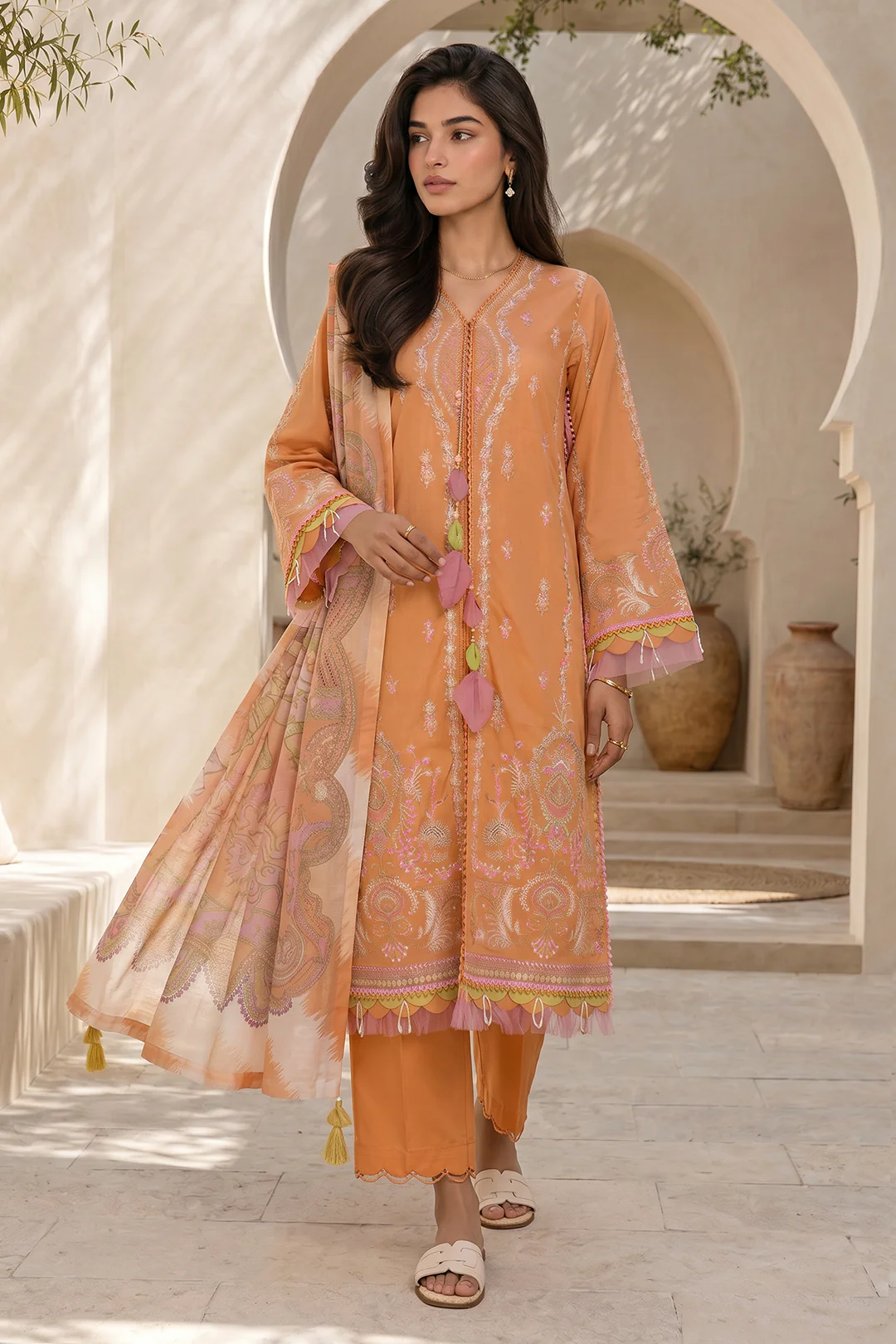 Embroidered Shirt Shalwar Dupatta - 0793 - Image 3