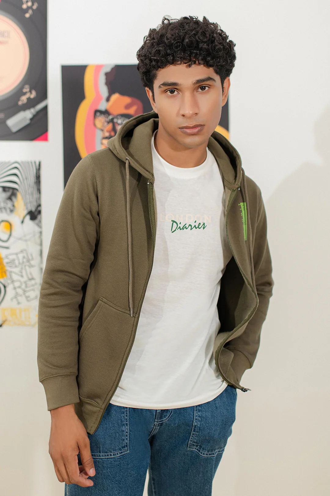 Graphic Zipper Hoodie - 5009 - Image 7