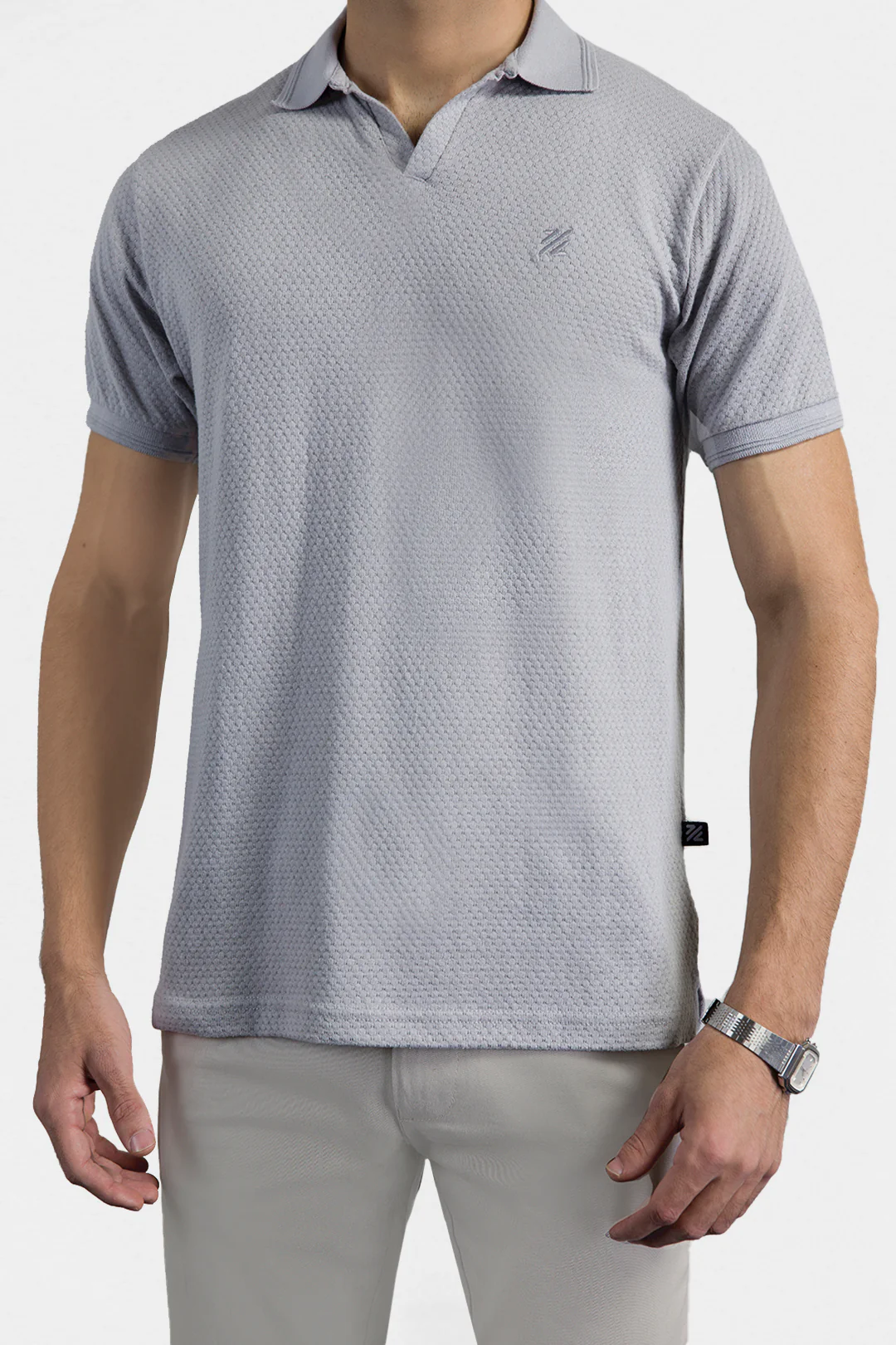 Textured Johnny Collar Polo - 5004 - Image 7