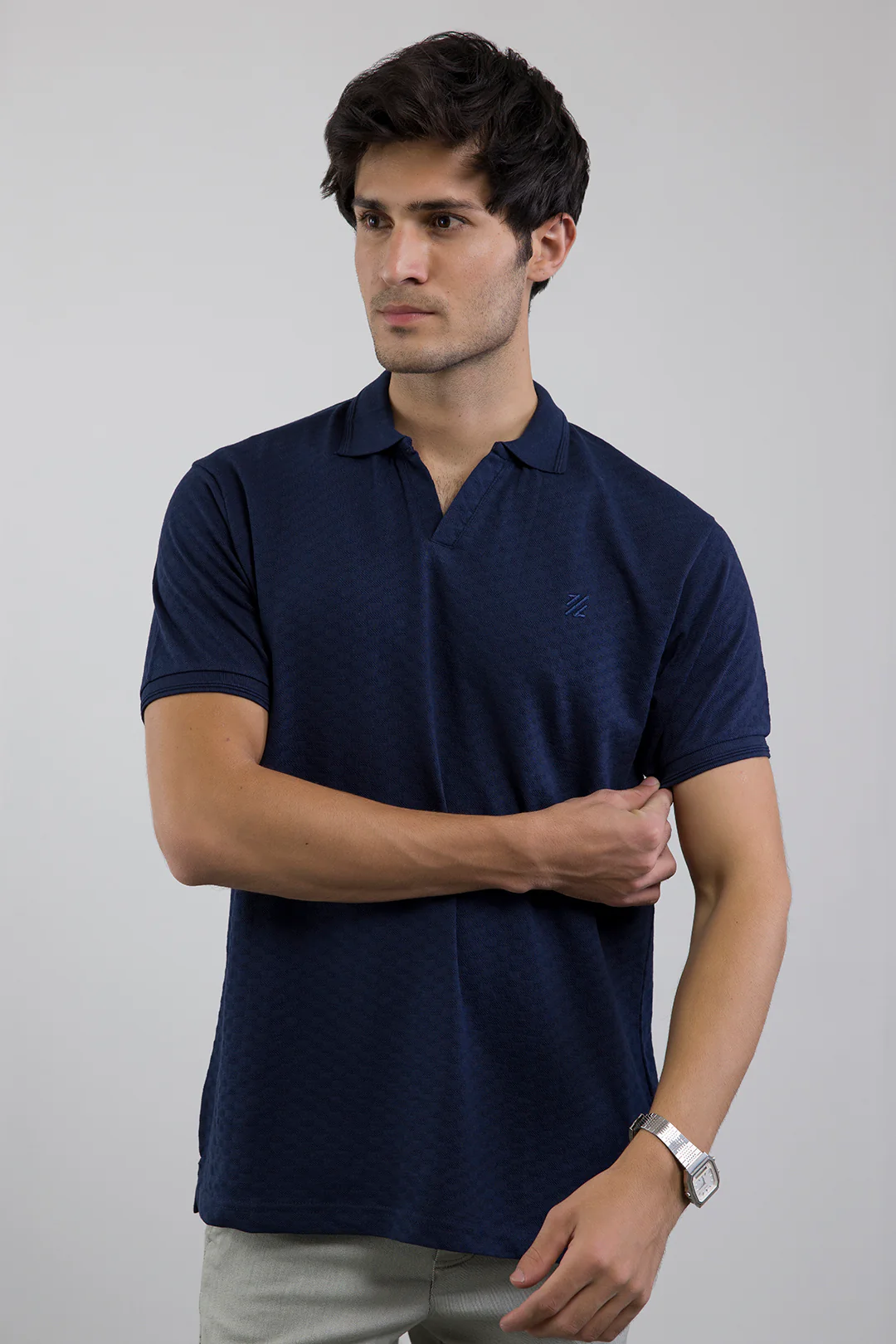 Textured Johnny Collar Polo - 5005 - Image 3