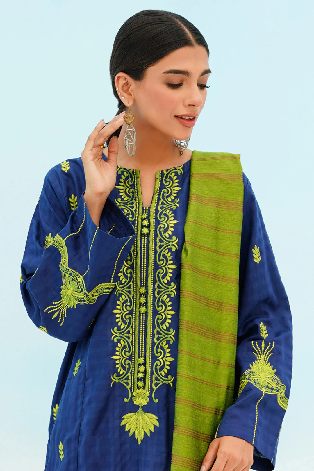 Embroidered Kurta Dupatta - 0891 - Image 6