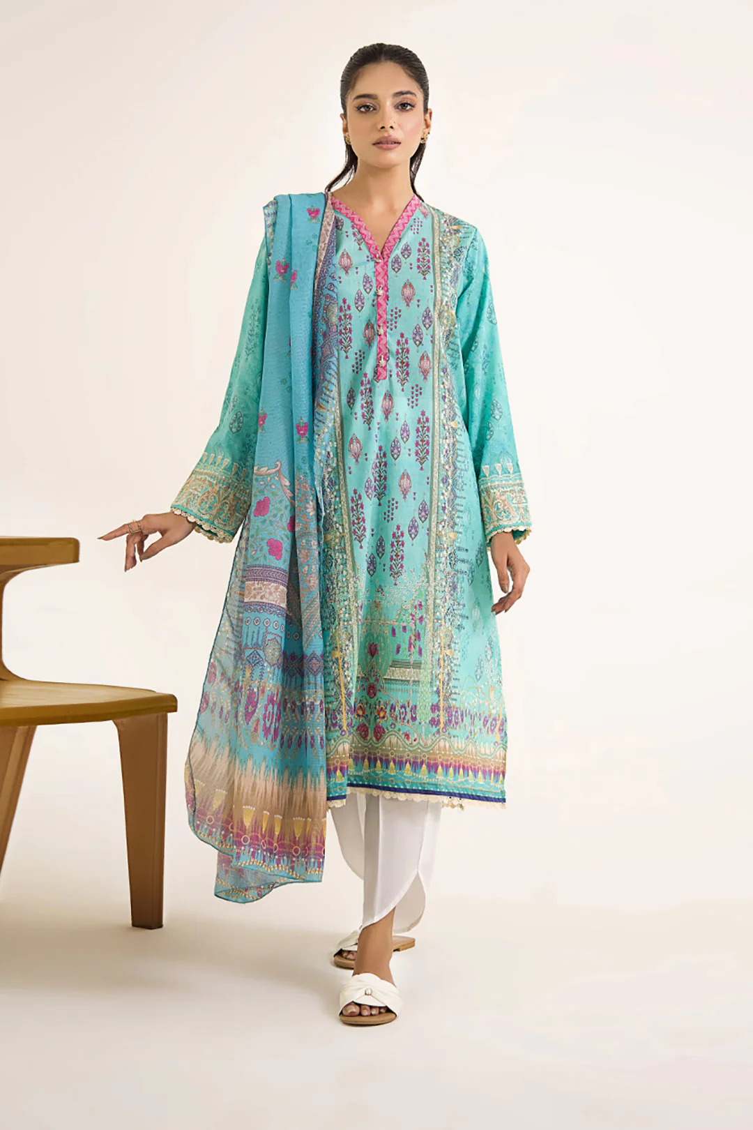 Embroidered Kurta Dupatta - 1065 - Image 2