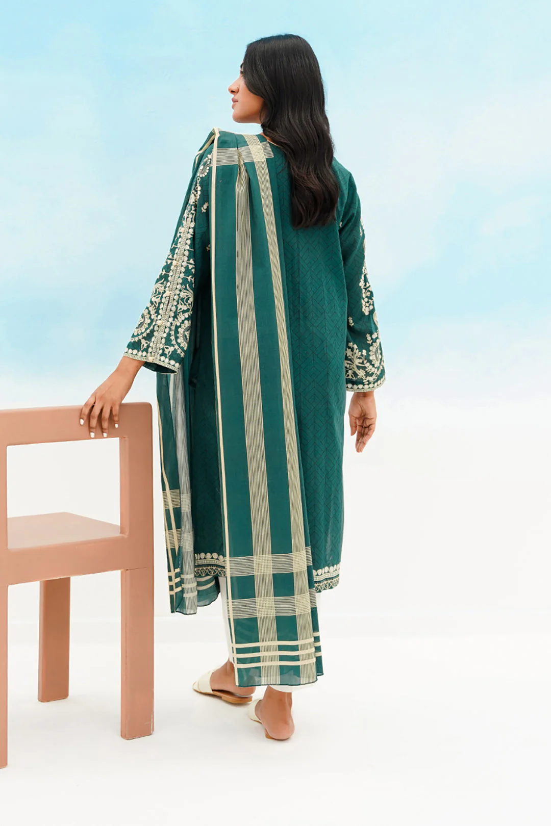 Embroidered Kurta Dupatta - 1366 - Image 5