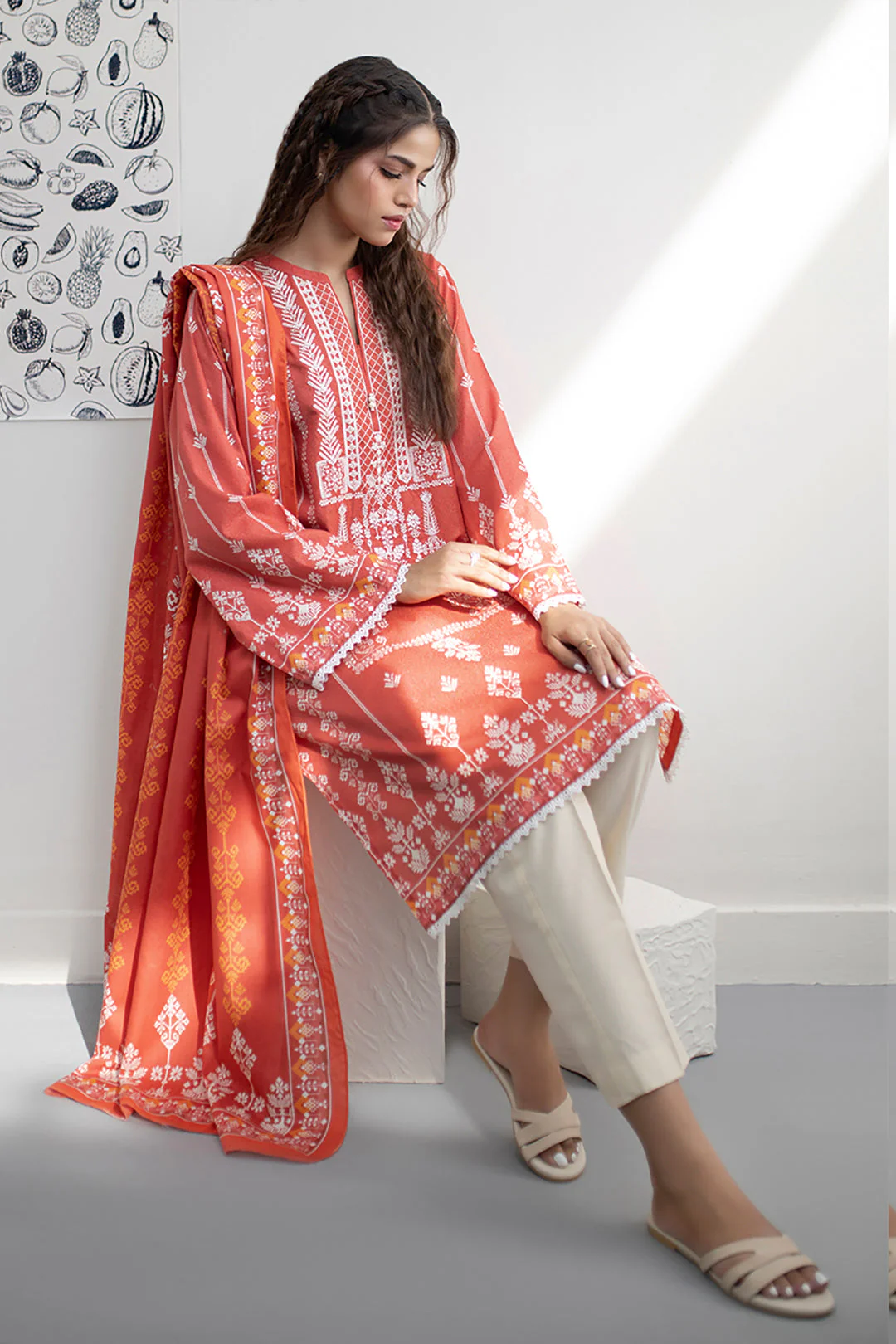 Embroidered Kurta Dupatta - 1526 - Image 3