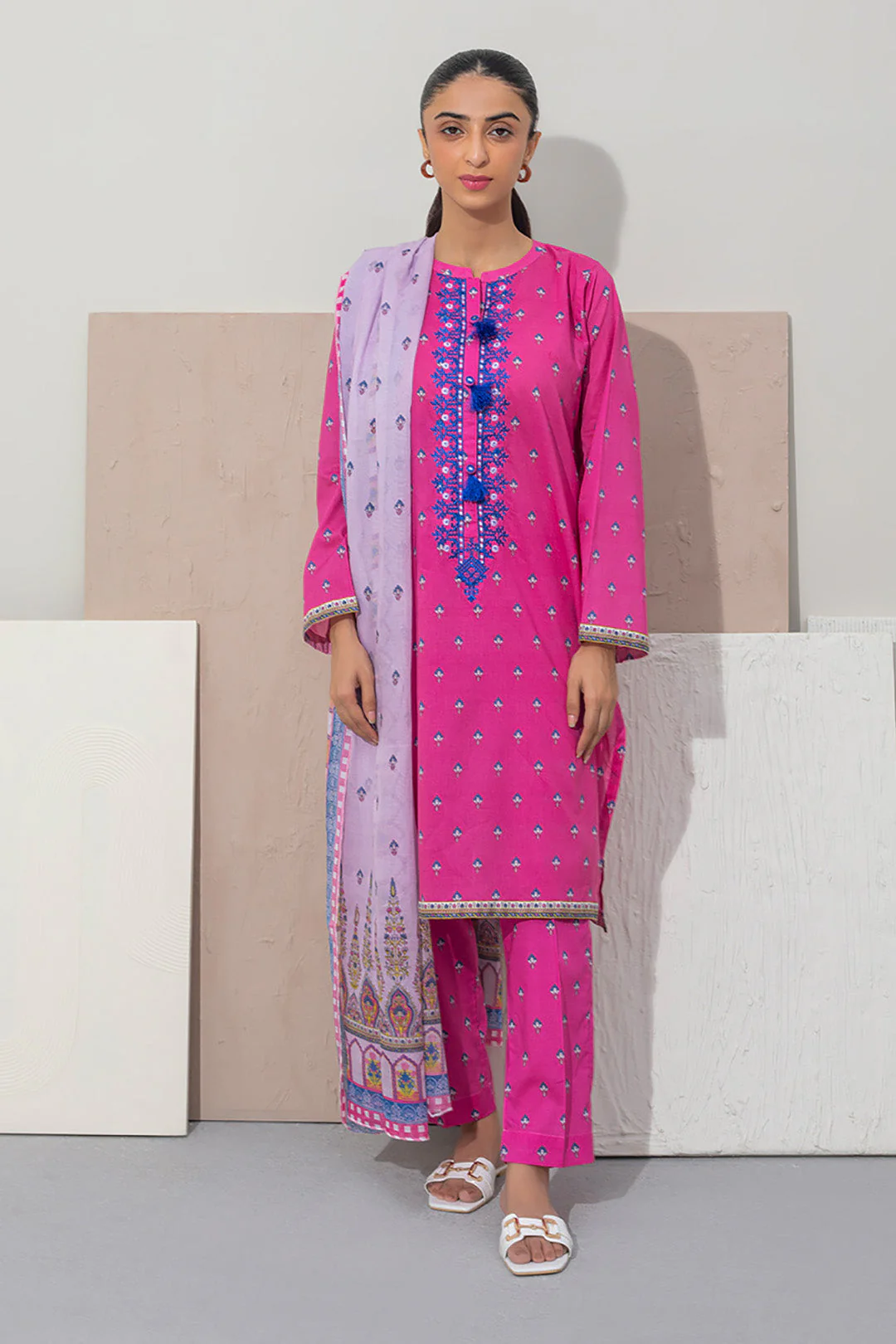 Embroidered Kurta Dupatta Trouser - 0971 - Image 2