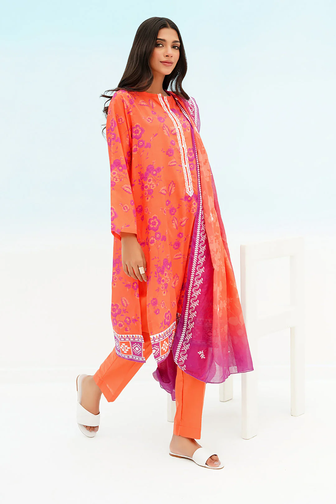 Embroidered Kurta Dupatta Trouser - 1184 - Image 5