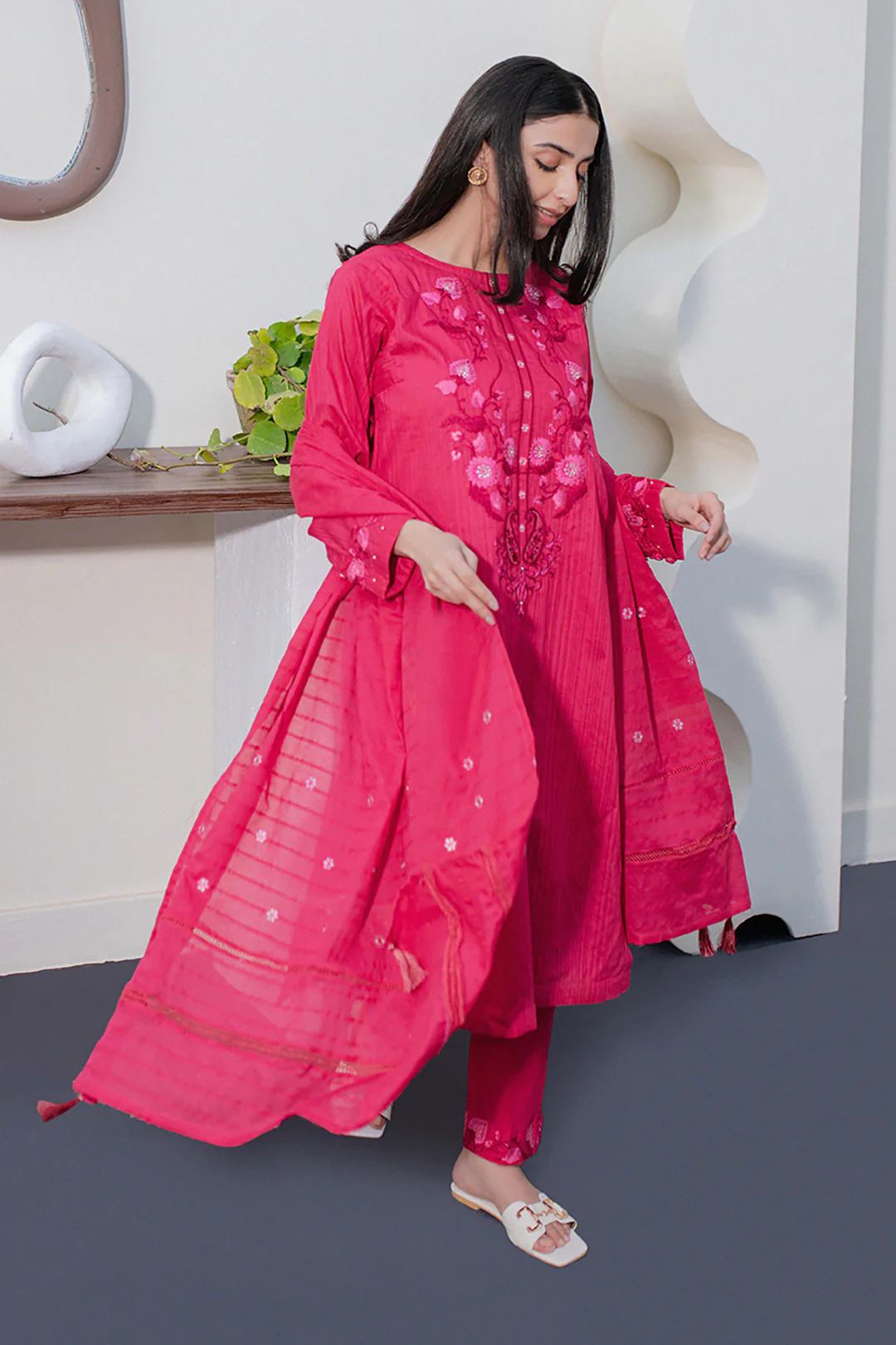 Embroidered Kurta Dupatta Trouser - 1218 - Image 5
