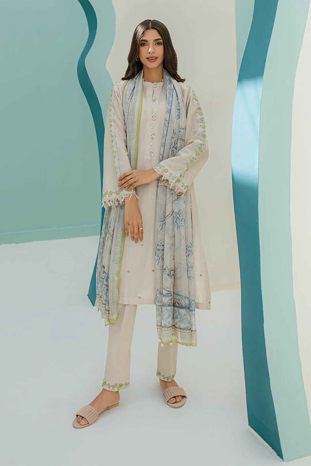 Embroidered Kurta Dupatta Trouser - 1242 - Image 2