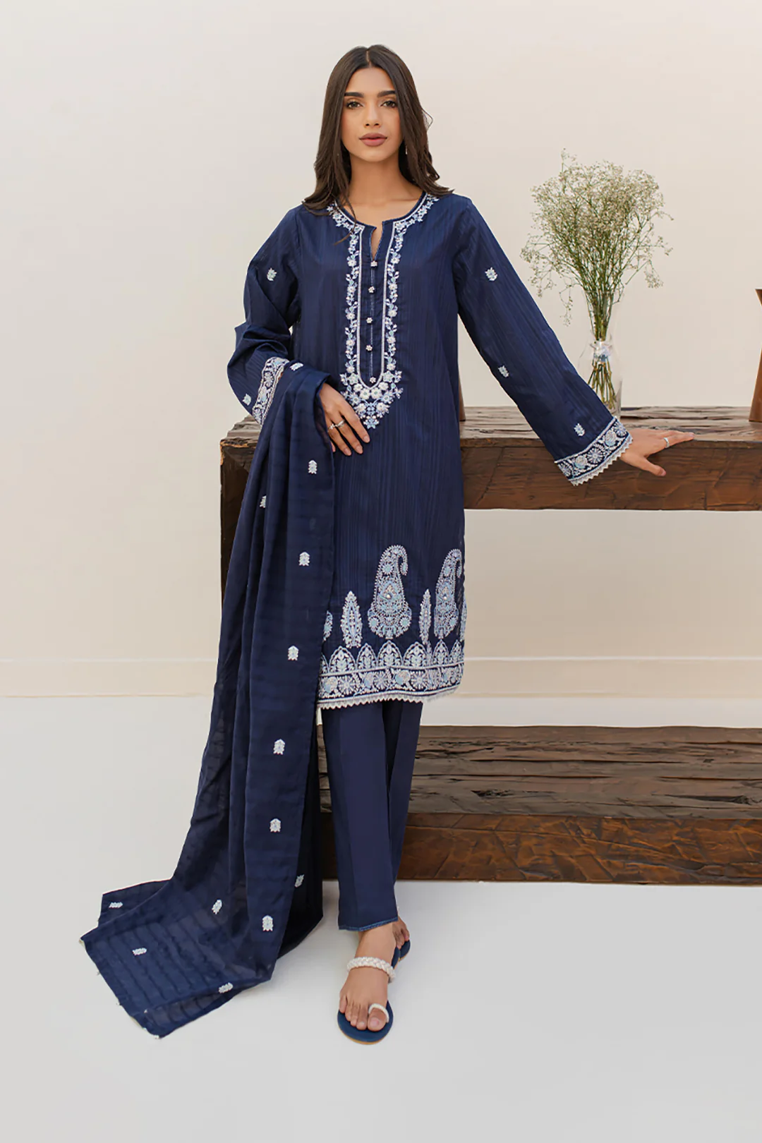 Embroidered Kurta Dupatta Trouser - 1243 - Image 2