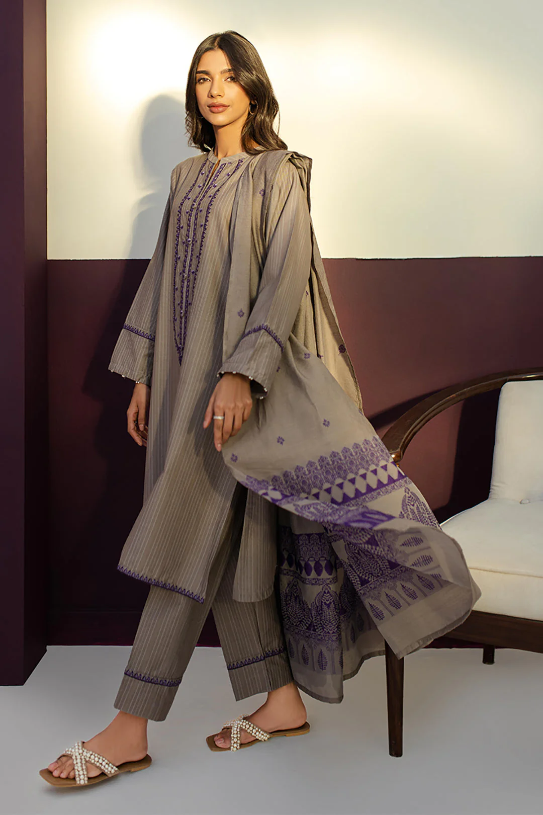Embroidered Kurta Dupatta Trouser - 1275 - Image 3