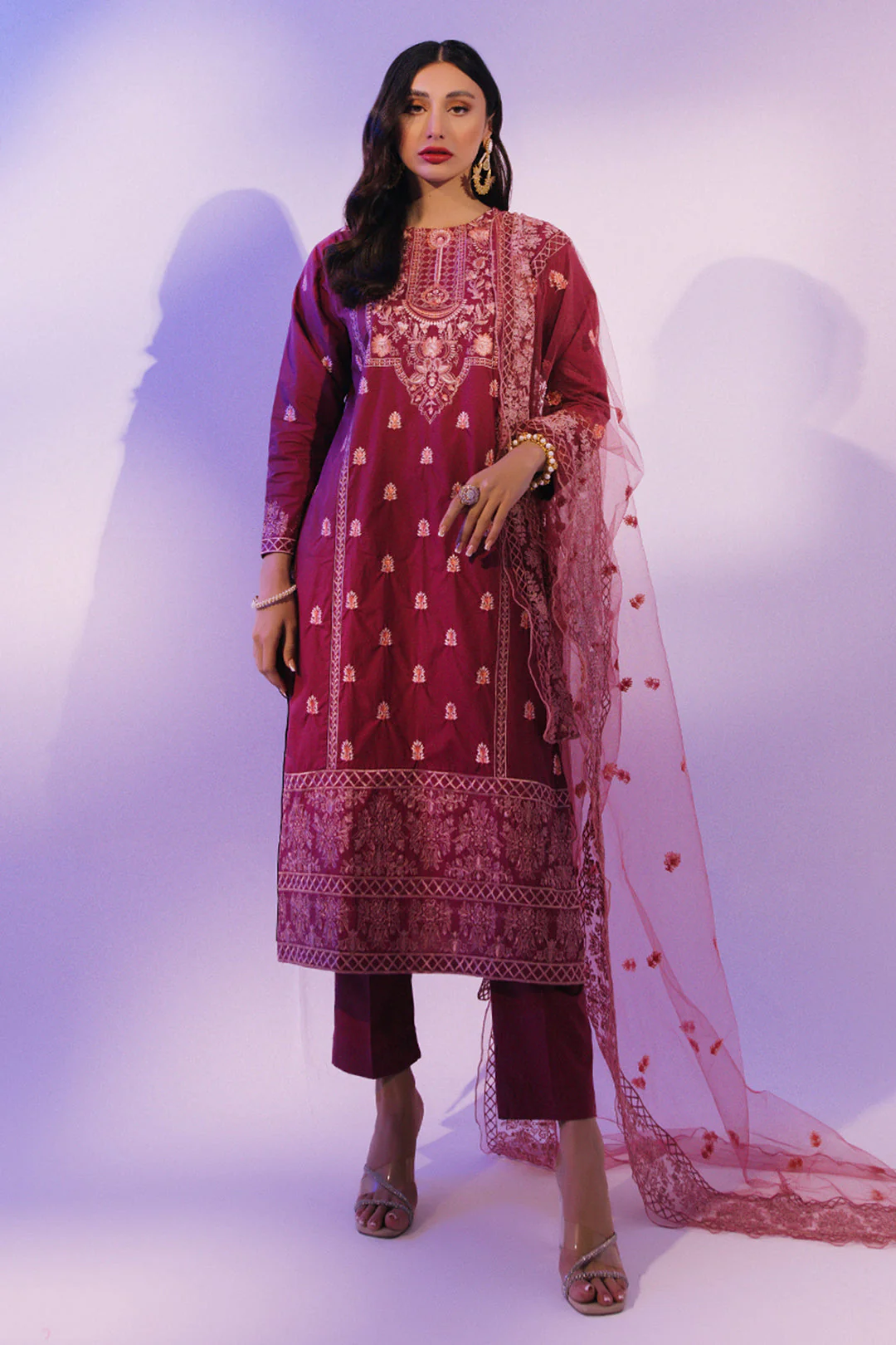 Embroidered Kurta Dupatta Trouser - 3232 - Image 6
