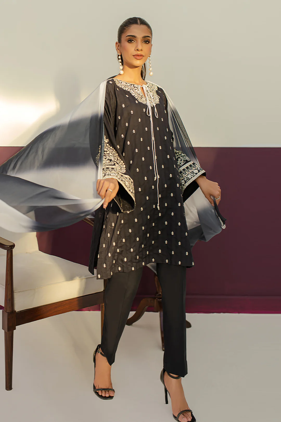 Embroidered Kurta Dupatta Trouser - 3268 - Image 2
