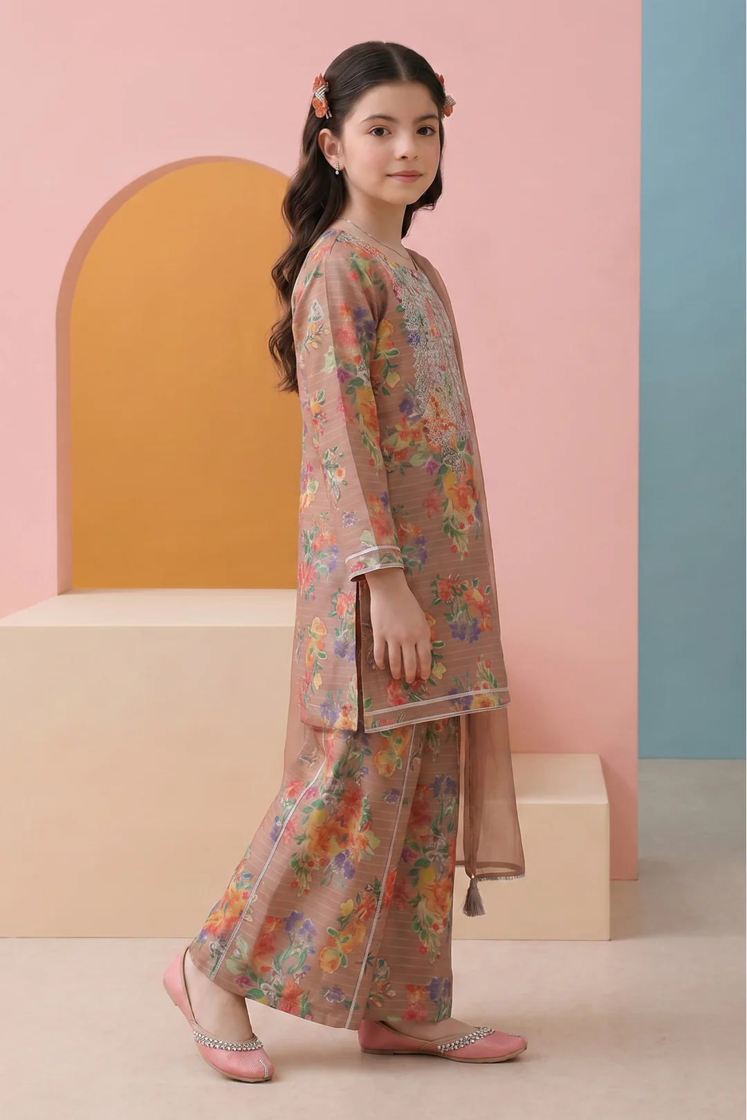 Embroidered Kurta Dupatta Trouser - 3477 - Image 2
