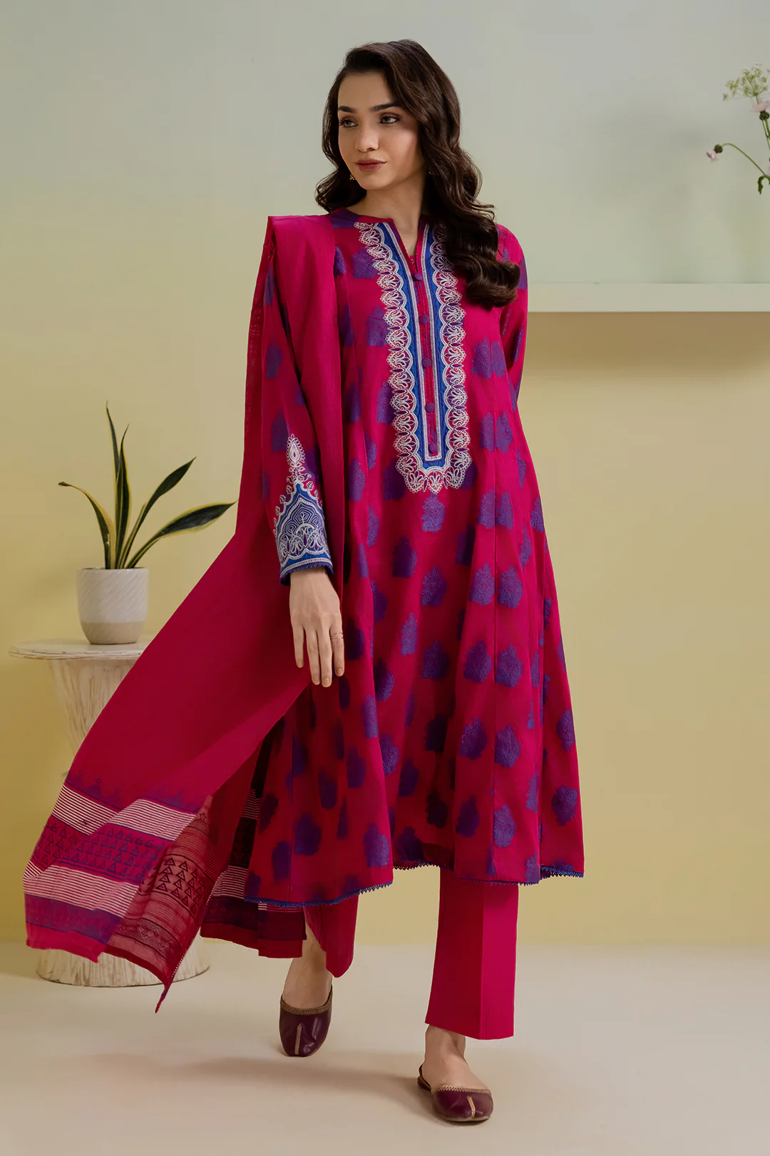 Embroidered Kurta Dupatta Trouser - 1249 - Image 3