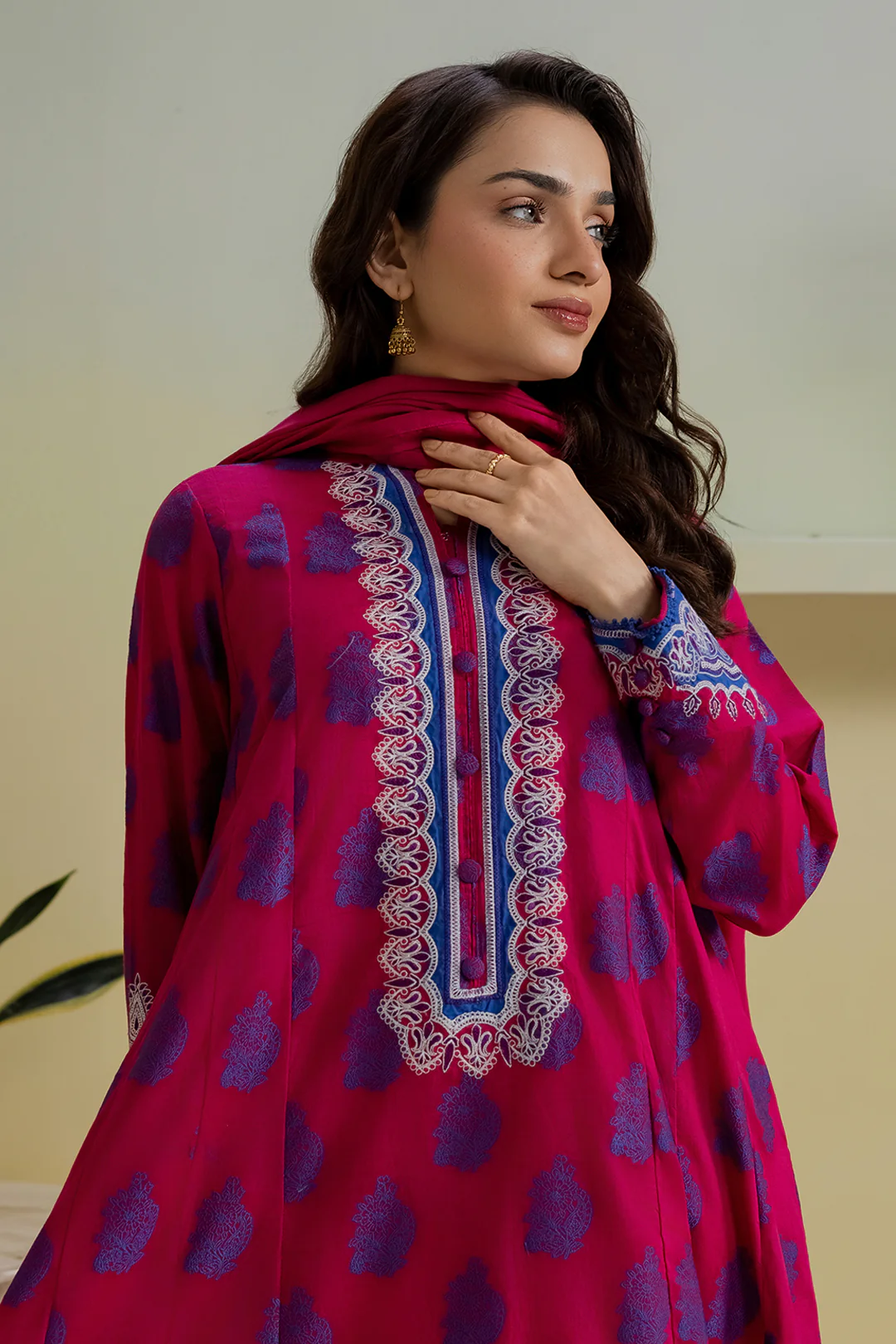 Embroidered Kurta Dupatta Trouser - 1249 - Image 9