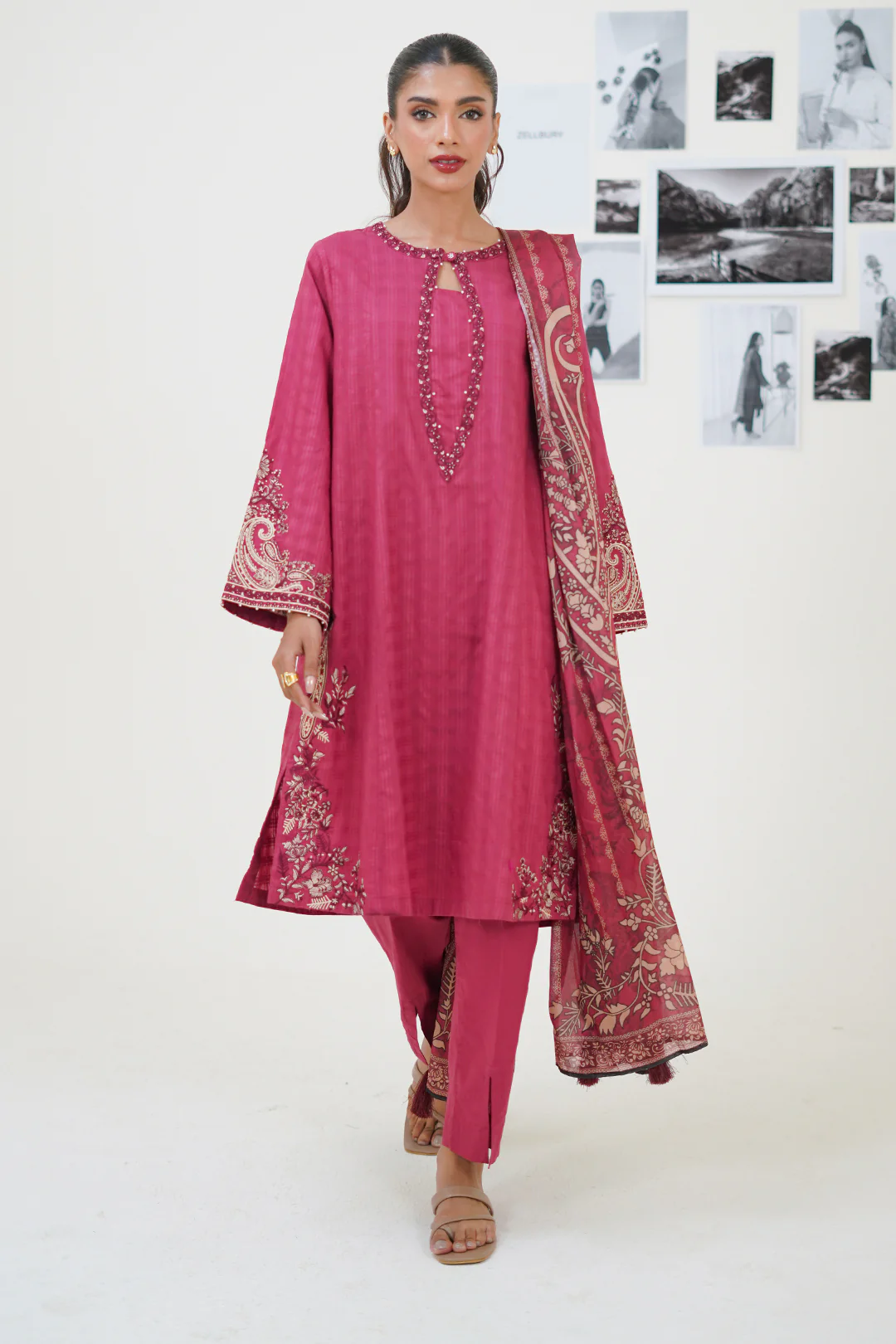 Embroidered Kurta Dupatta Trouser - 1262 - Image 2
