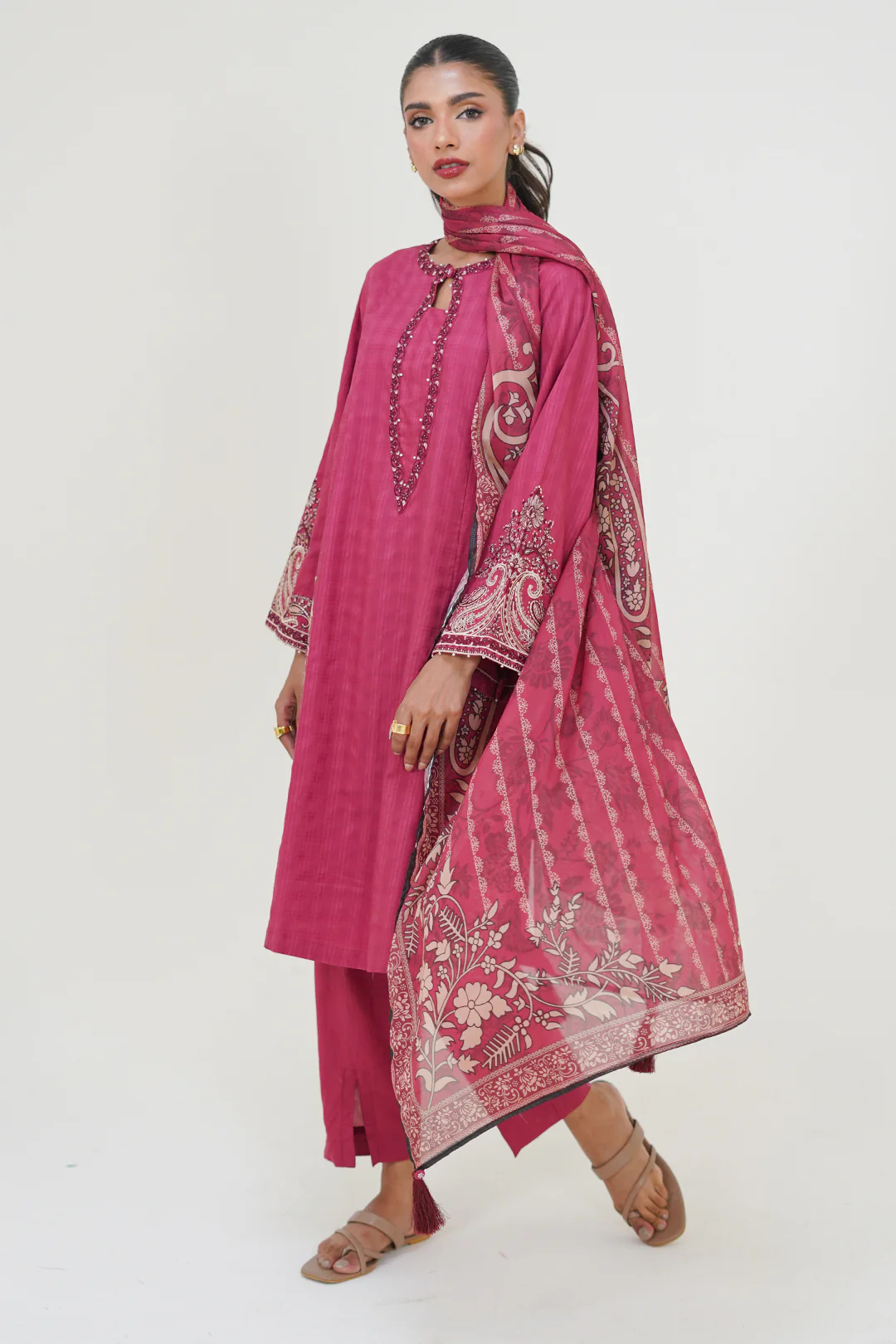 Embroidered Kurta Dupatta Trouser - 1262 - Image 3