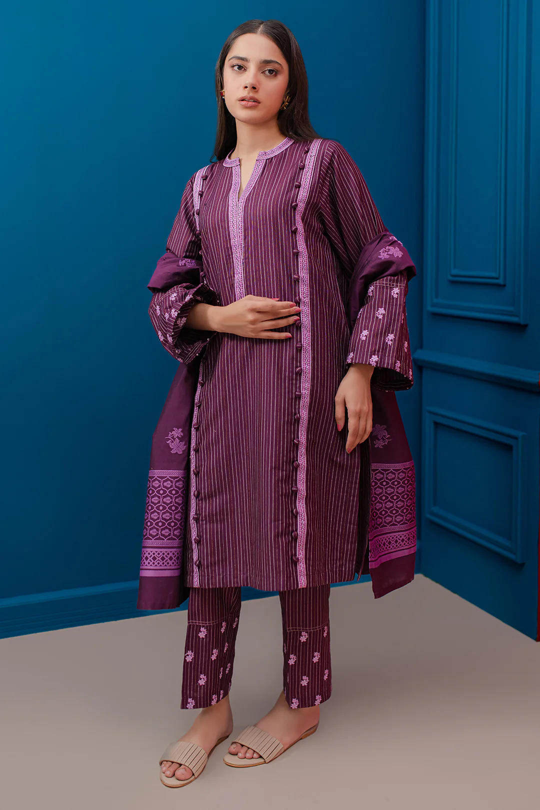 Embroidered Kurta Dupatta Trouser - 1278 - Image 2