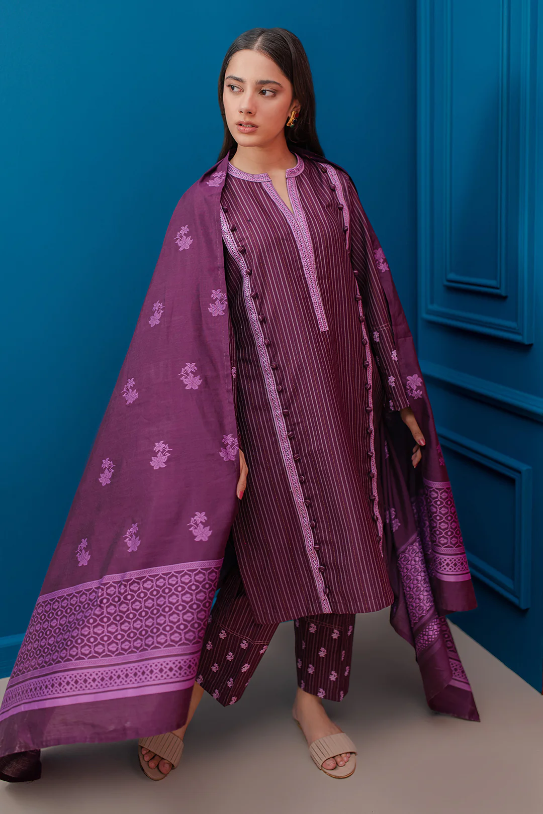 Embroidered Kurta Dupatta Trouser - 1278 - Image 9
