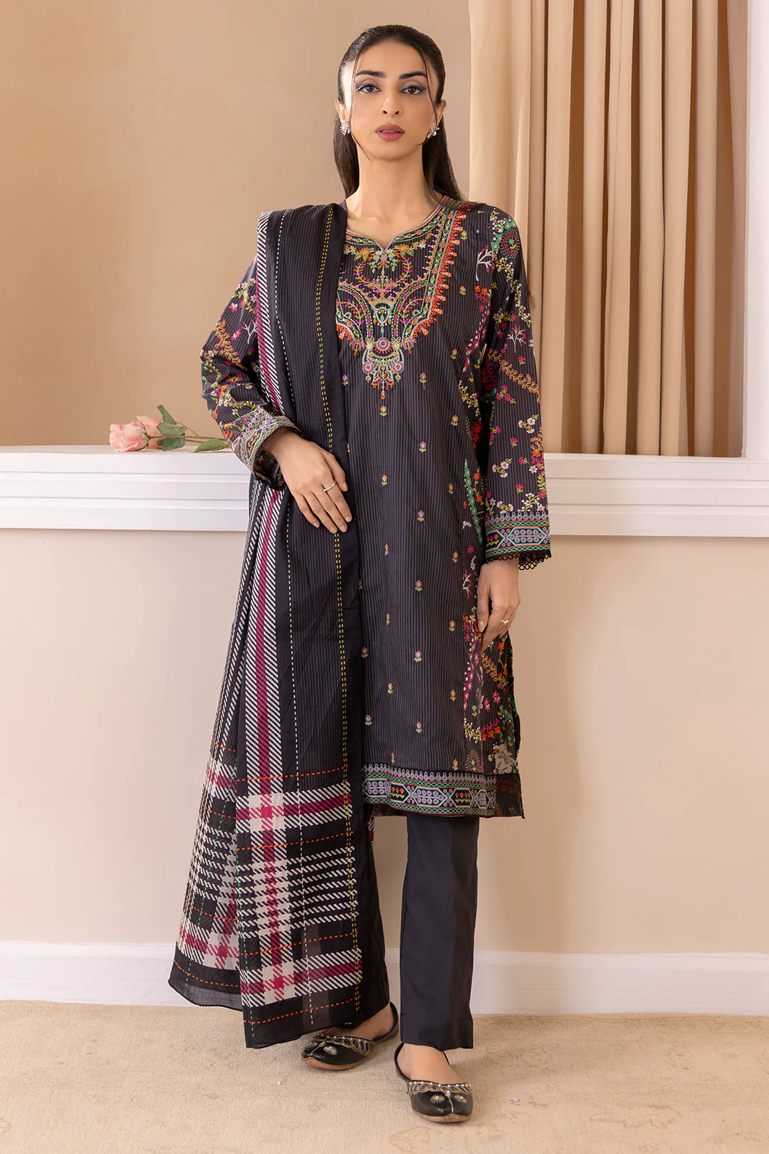 Embroidered Kurta Dupatta Trouser - 2834