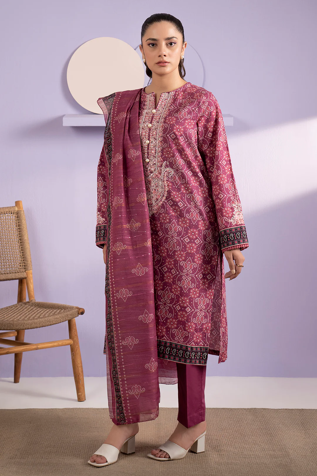 Embroidered Kurta Dupatta Trouser - 3286 - Image 4
