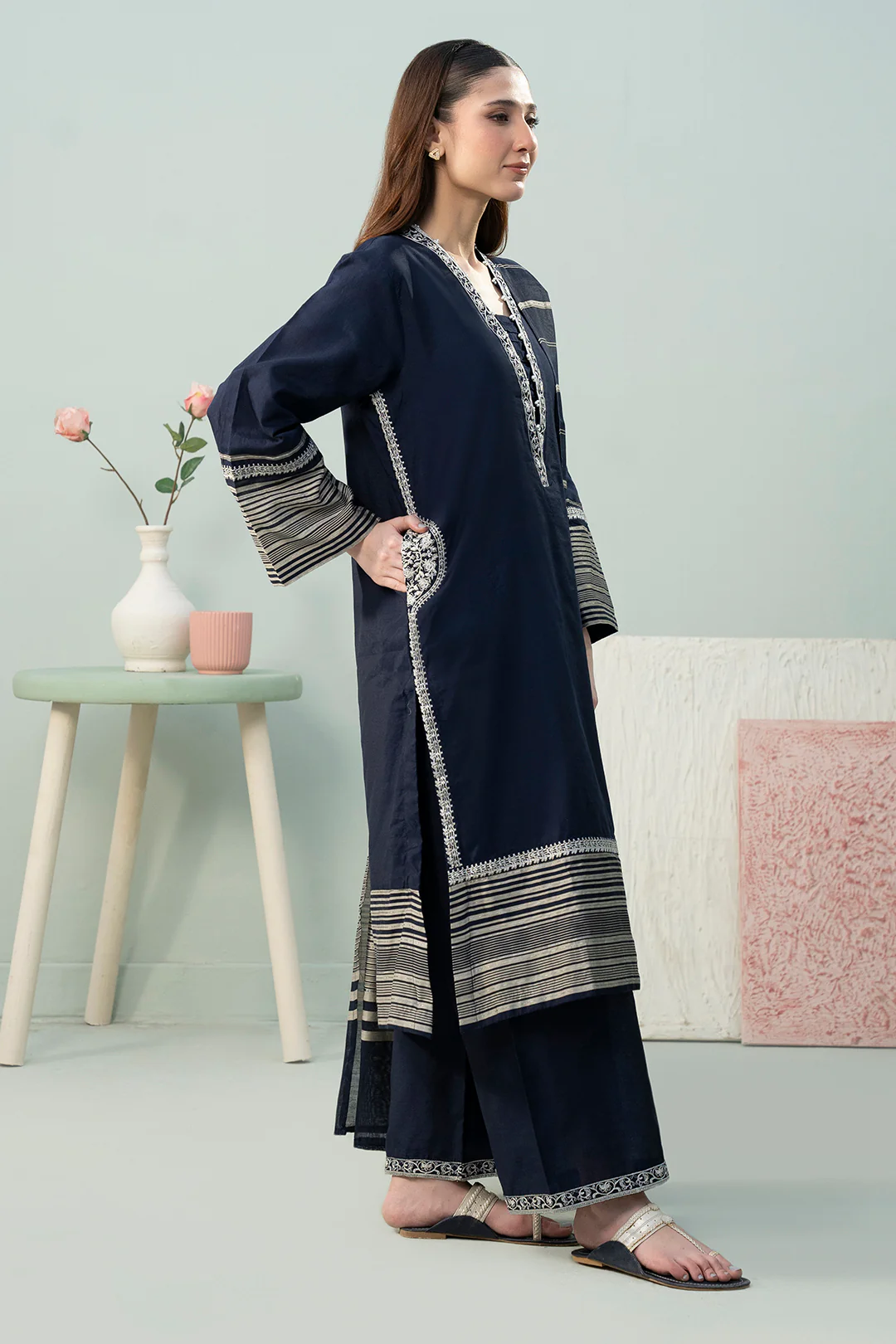 Embroidered Kurta Dupatta Trouser - 3338
