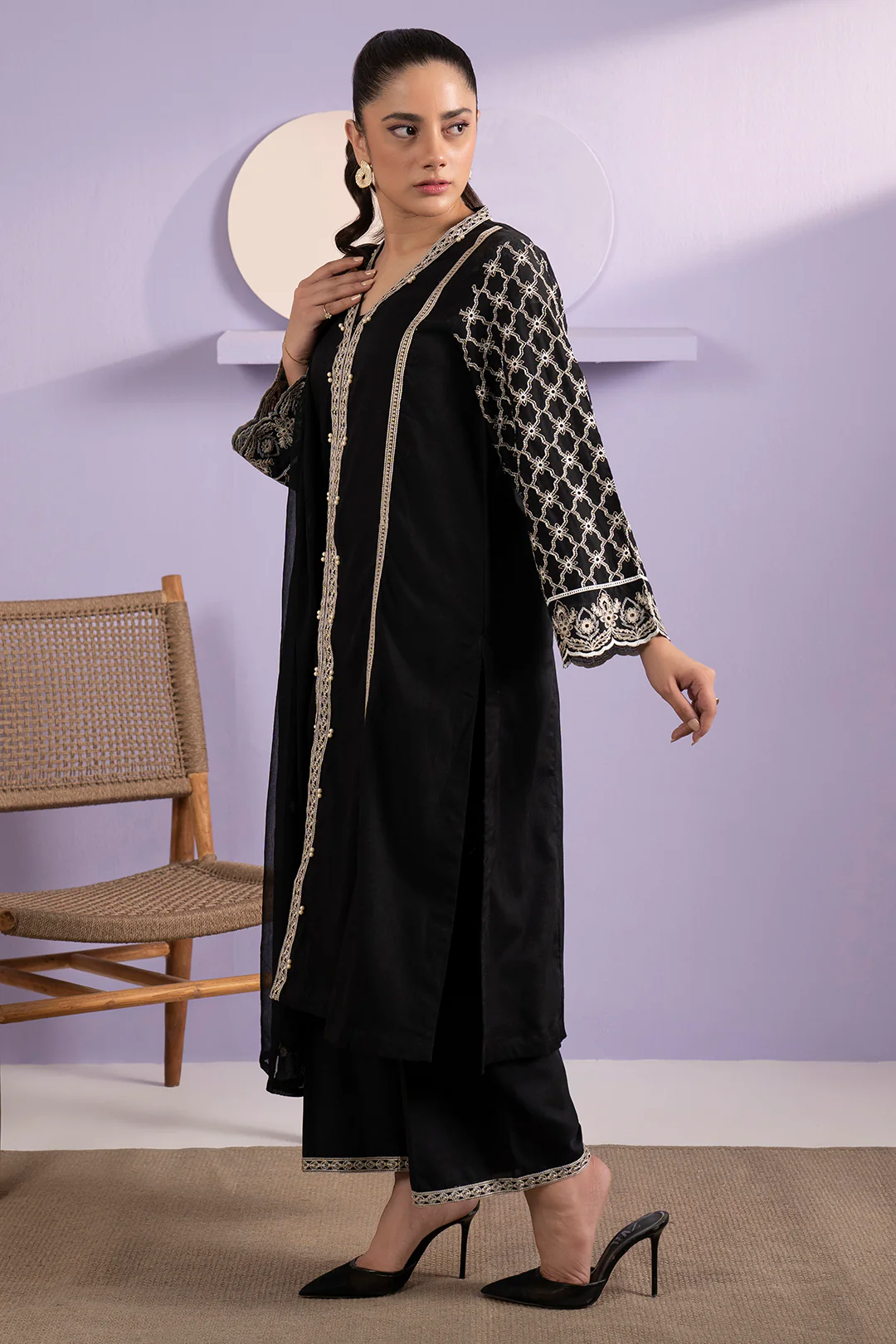 Embroidered Kurta Dupatta Trouser - 3339 - Image 9